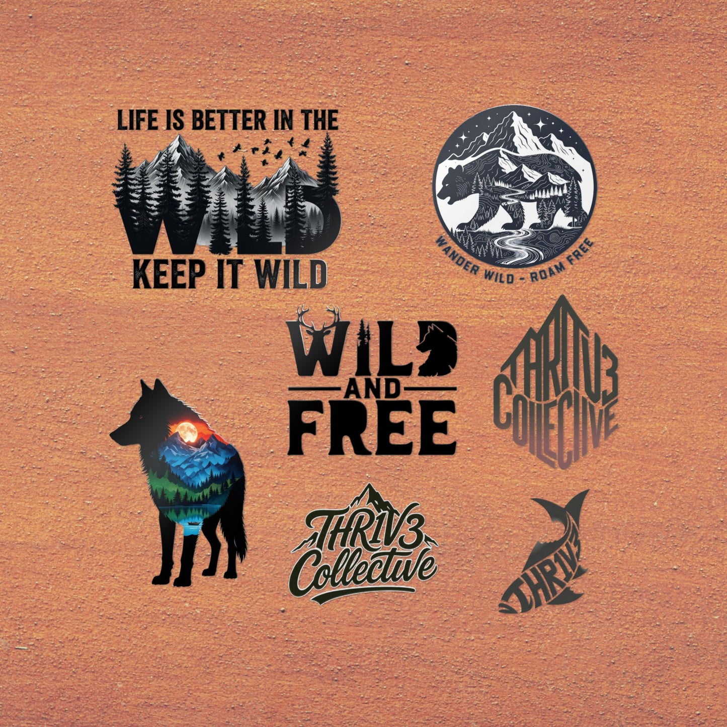 Wild & Free Die-Cut Sticker Pack — Outdoor Adventure Nature Designs (Keep It Wild)