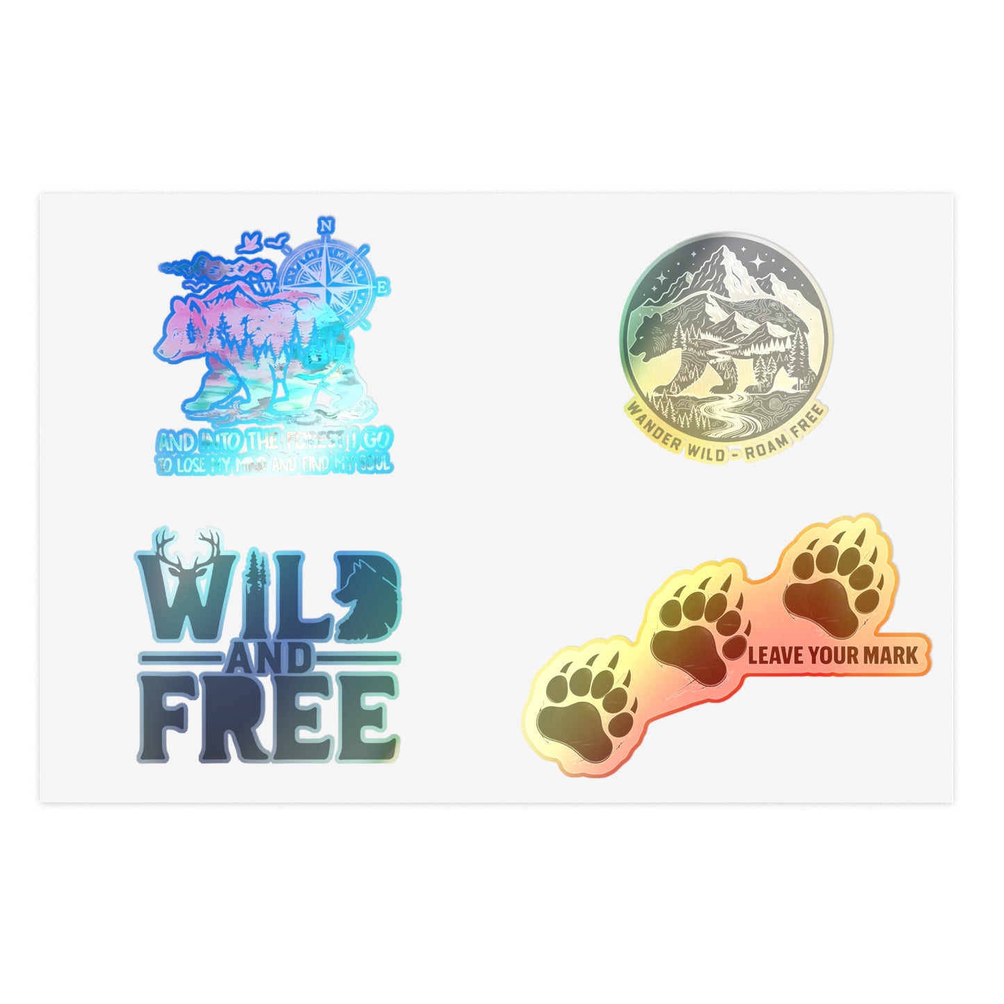 Adventure Nature Sticker Sheet — Wild and Free Mountain & Bear Decals