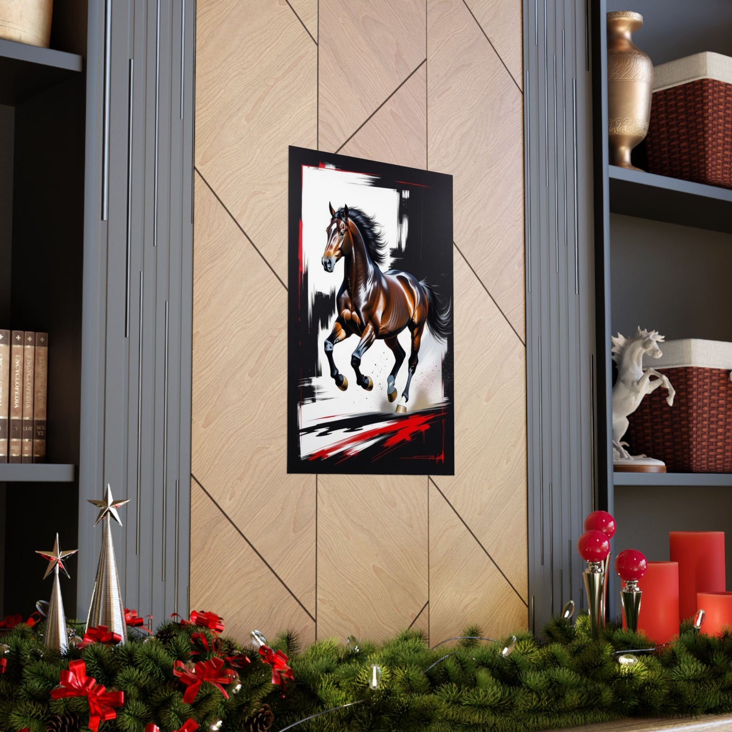 Galloping Horse Art Matte Vertical Poster - Bold Equestrian Masterpiece