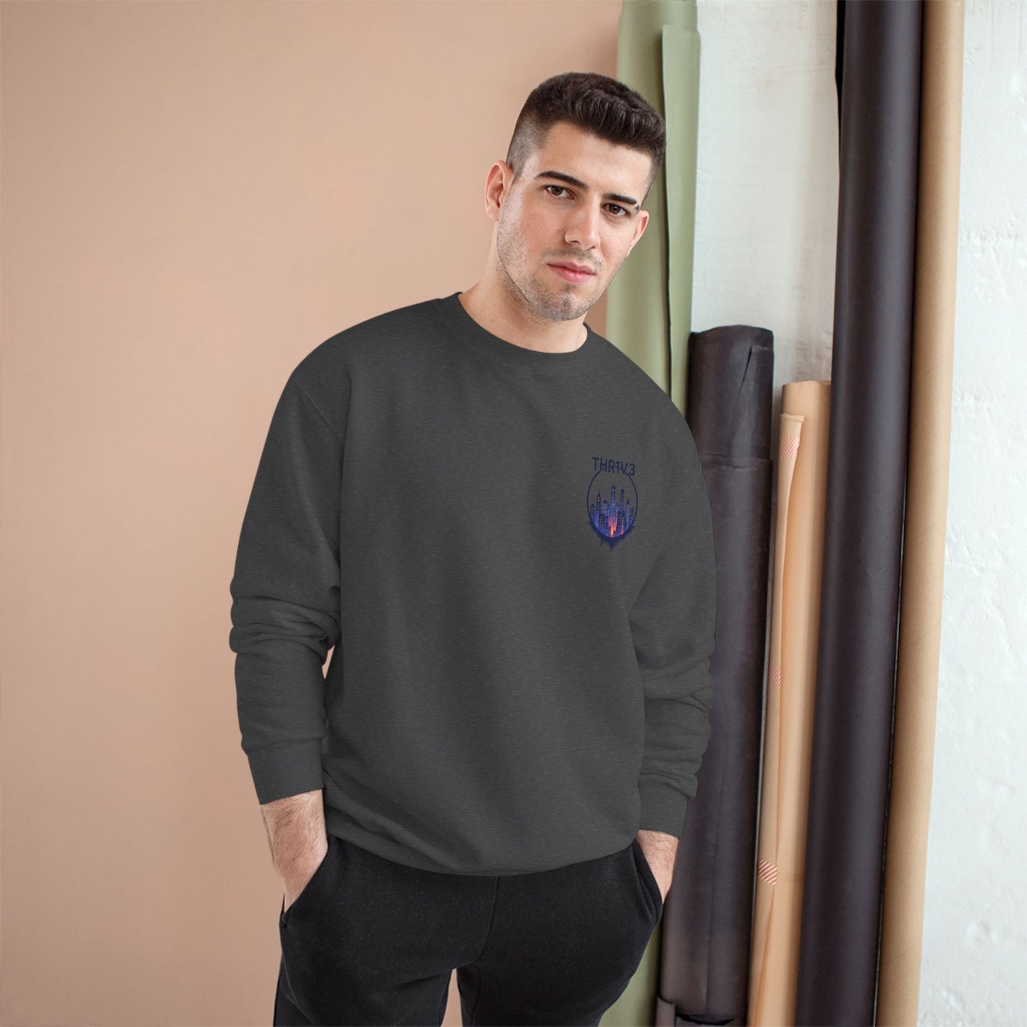 Urban Skyline Champion Sweatshirt - Cozy Fashion, Gift for City Lovers, Casual Wear, Nighttime Aesthetic, Unique Design