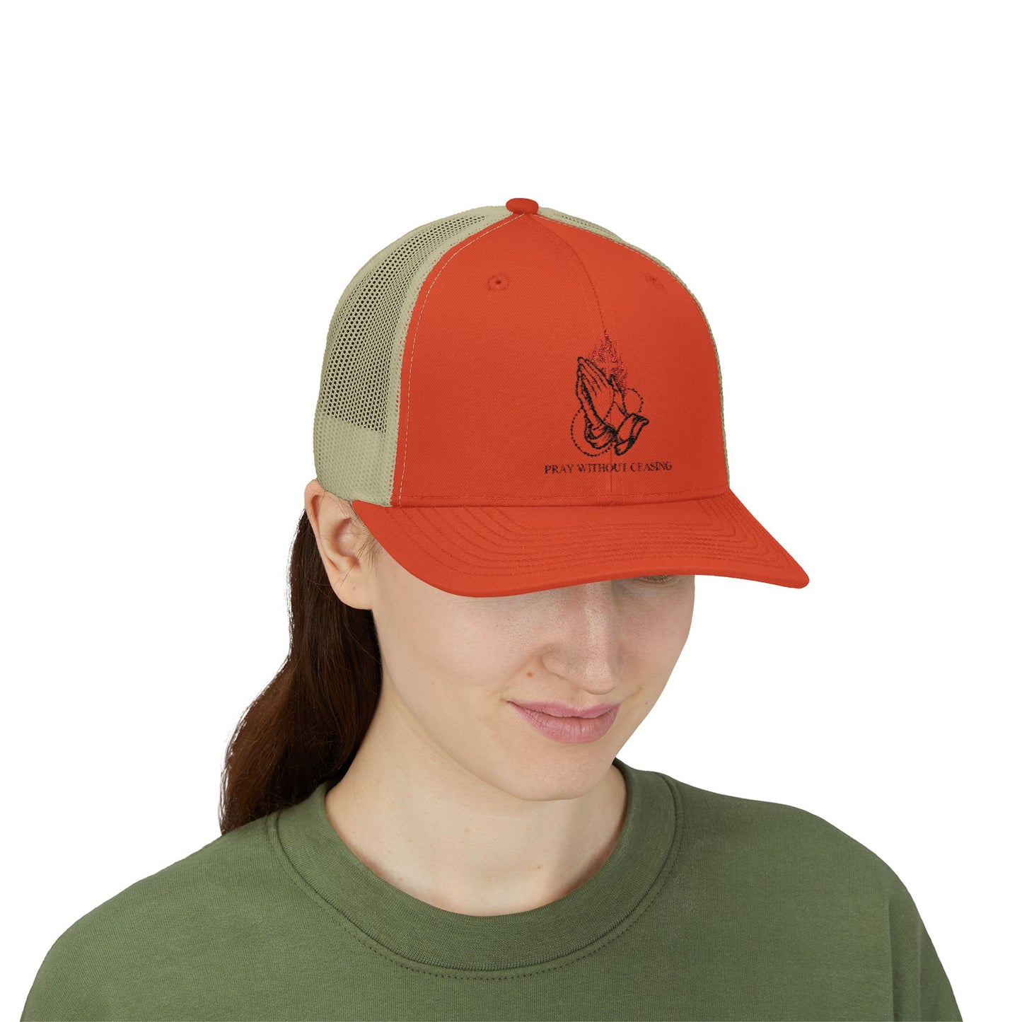 Praying Hands Trucker Cap — Faith-Inspired Snapback Hat