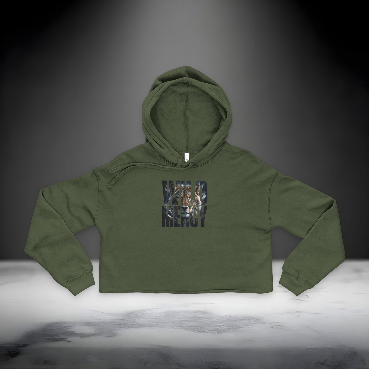 Lion Portrait Cropped Hoodie — Women's Urban Wildlife Graphic Hoodie