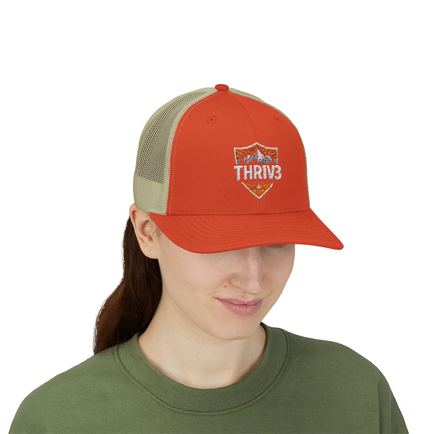 THR1V3 Outdoors – Mountain Trucker Hat - Custom Embroidered Cap