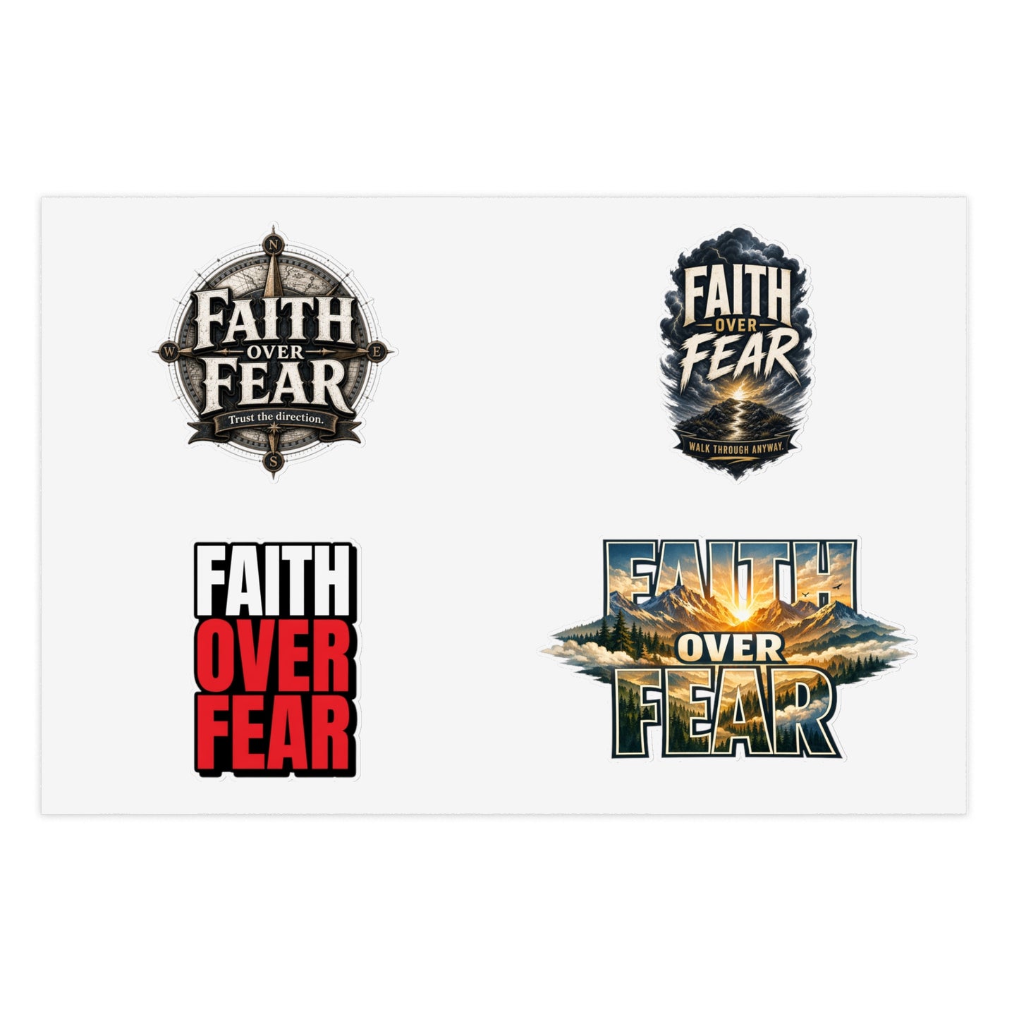 Faith Over Fear Sticker Sheet — Inspirational Christian Stickers for Journals, Water Bottles & Gifts