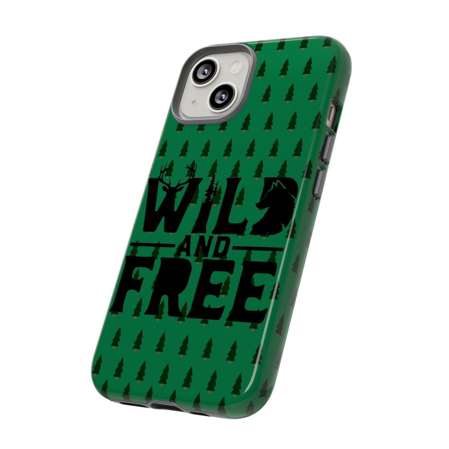 Wild and Free Bear Graphic Phone Case | Forest Pattern iPhone Case