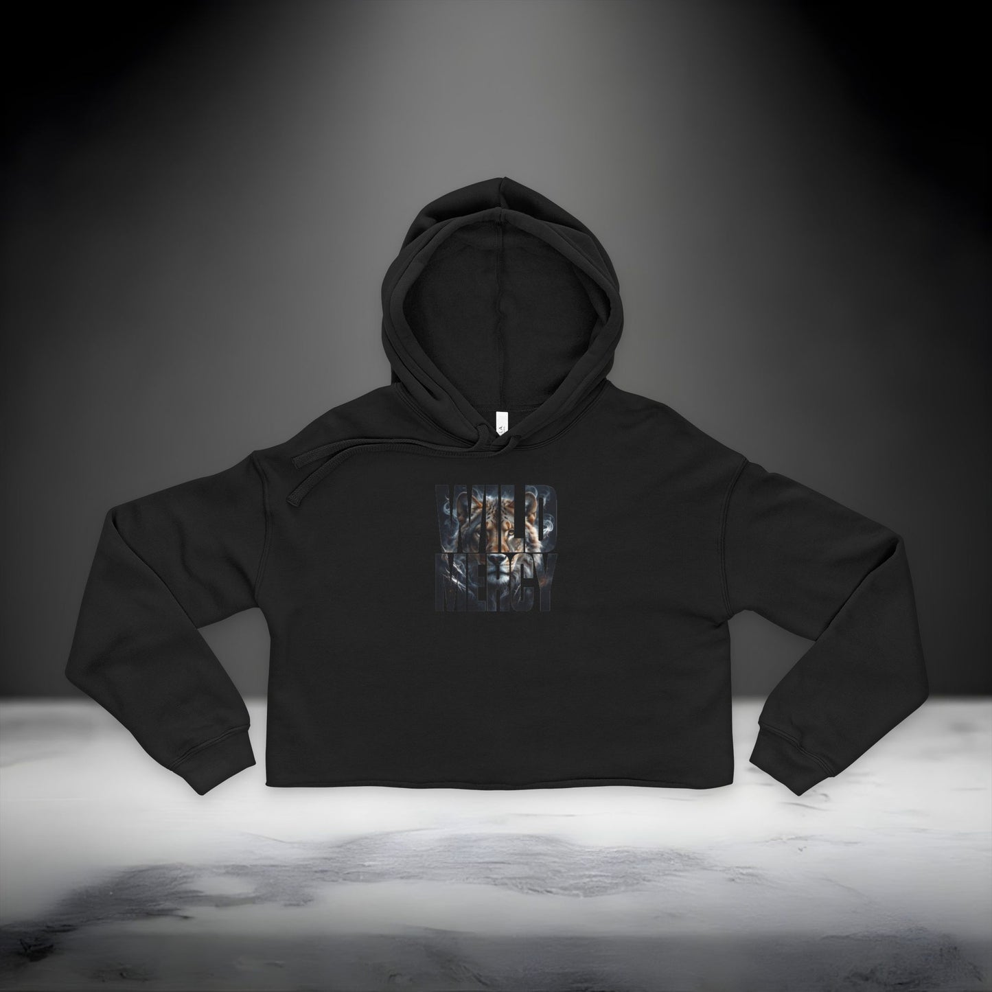 Lion Portrait Cropped Hoodie — Women's Urban Wildlife Graphic Hoodie