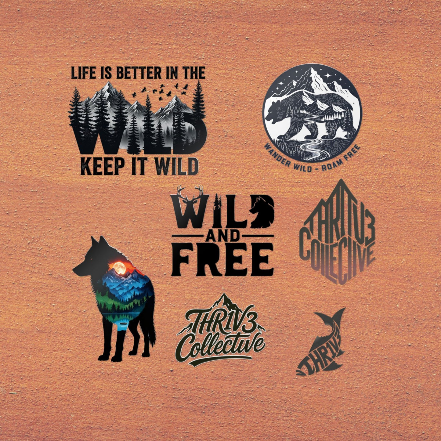 Wild & Free Die-Cut Sticker Pack — Outdoor Adventure Nature Designs (Keep It Wild)