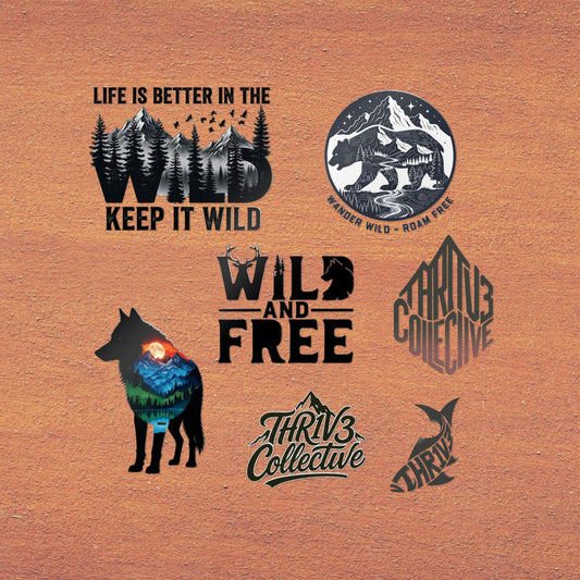 Wild & Free Die-Cut Sticker Pack — Outdoor Adventure Nature Designs (Keep It Wild)