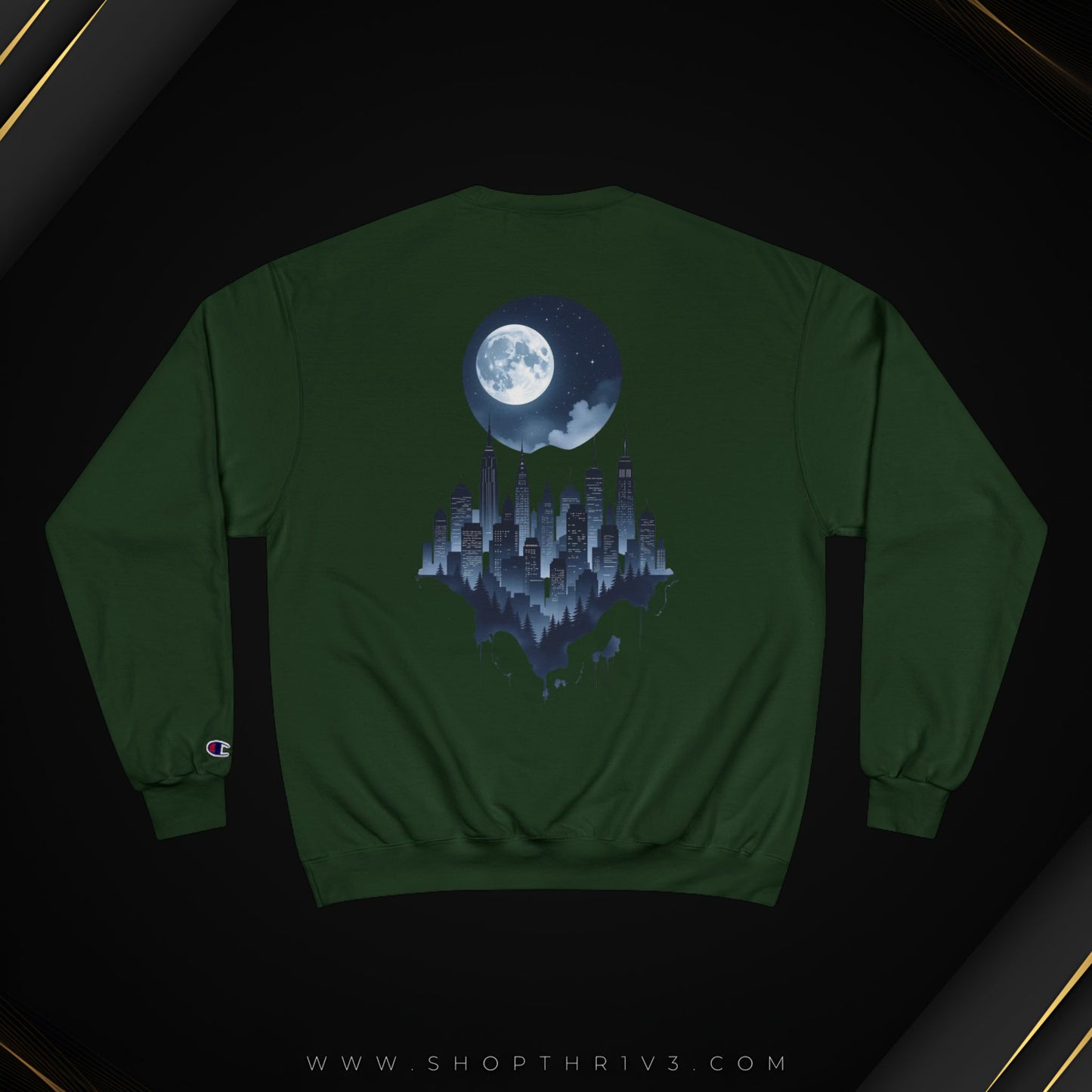 Urban Skyline Champion Sweatshirt - Cozy Fashion, Gift for City Lovers, Casual Wear, Nighttime Aesthetic, Unique Design