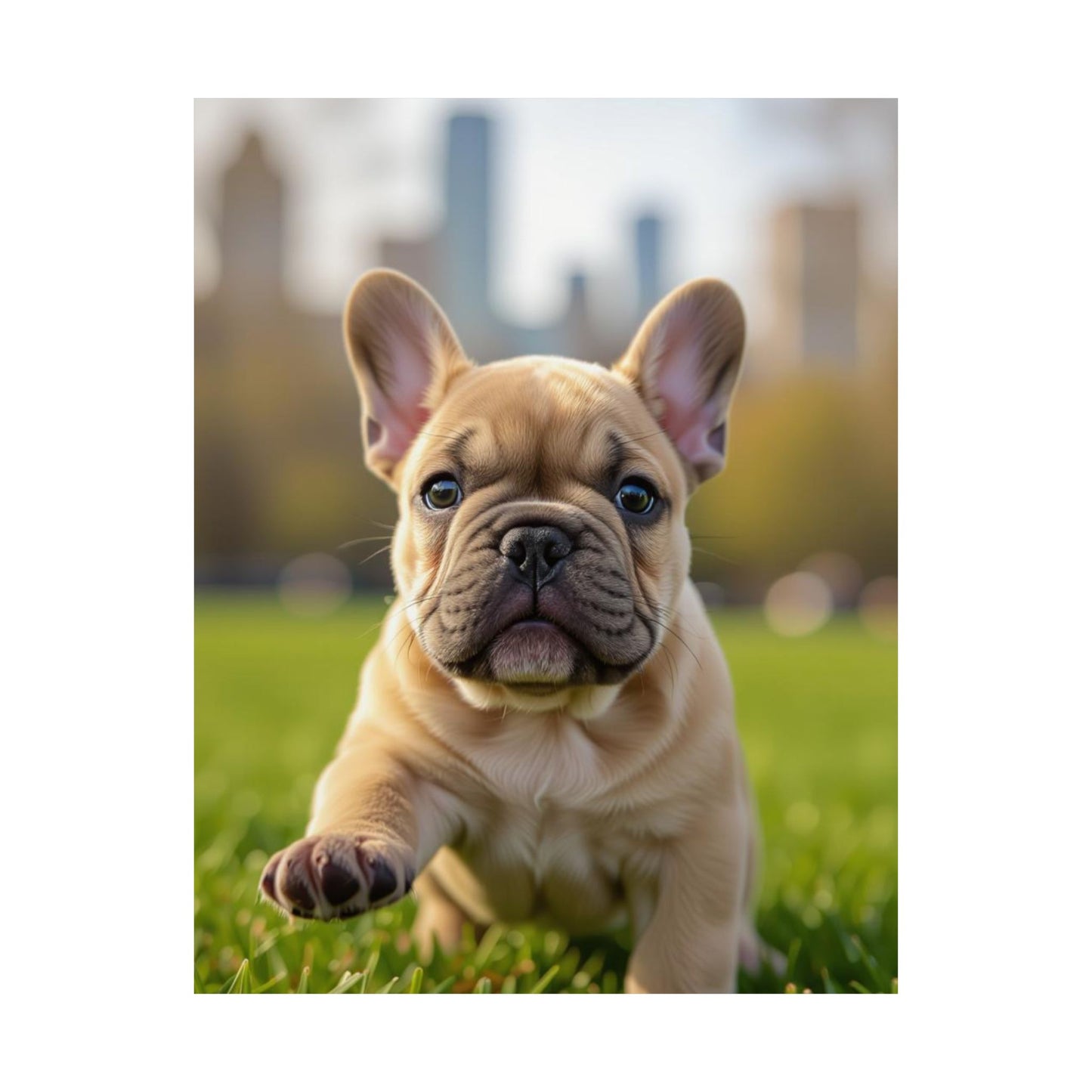Vertical Poster - Cute Frenchie French Bulldog Running in the Park