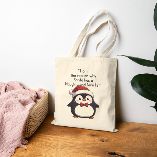 Chubby Penguin Mental Health Tote — Self-Care & Positivity Canvas Bag