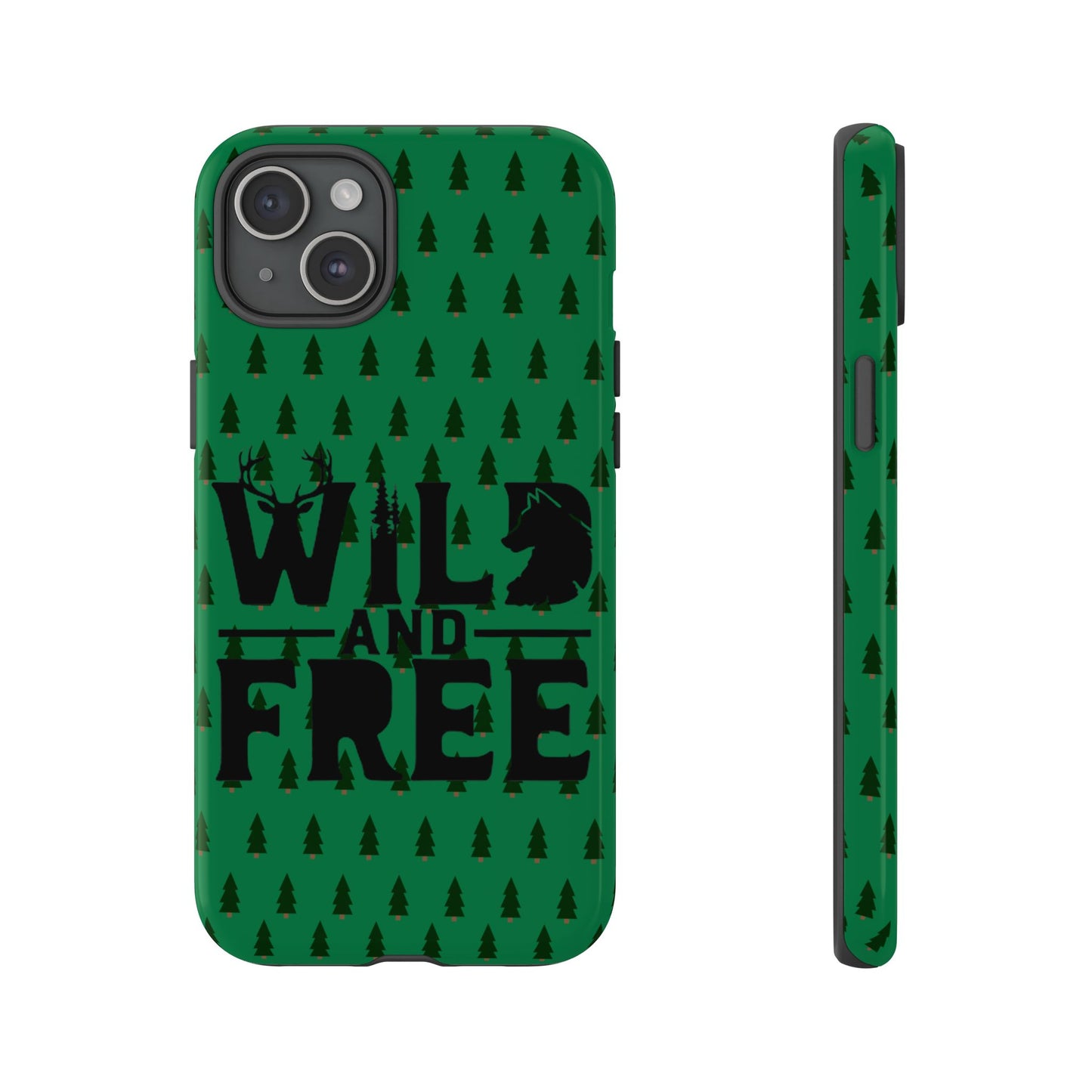 Wild and Free Bear Graphic Phone Case | Forest Pattern iPhone Case