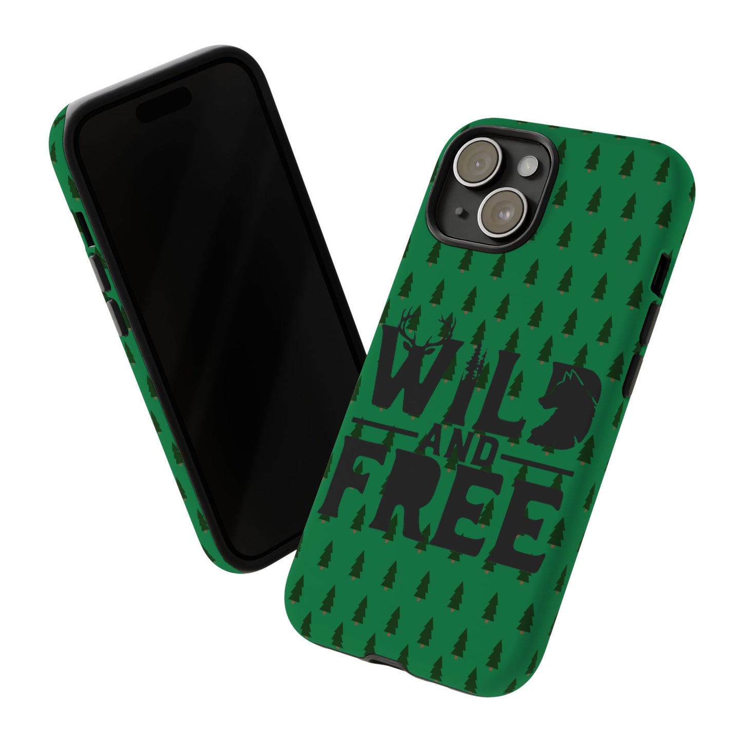 Wild and Free Bear Graphic Phone Case | Forest Pattern iPhone Case