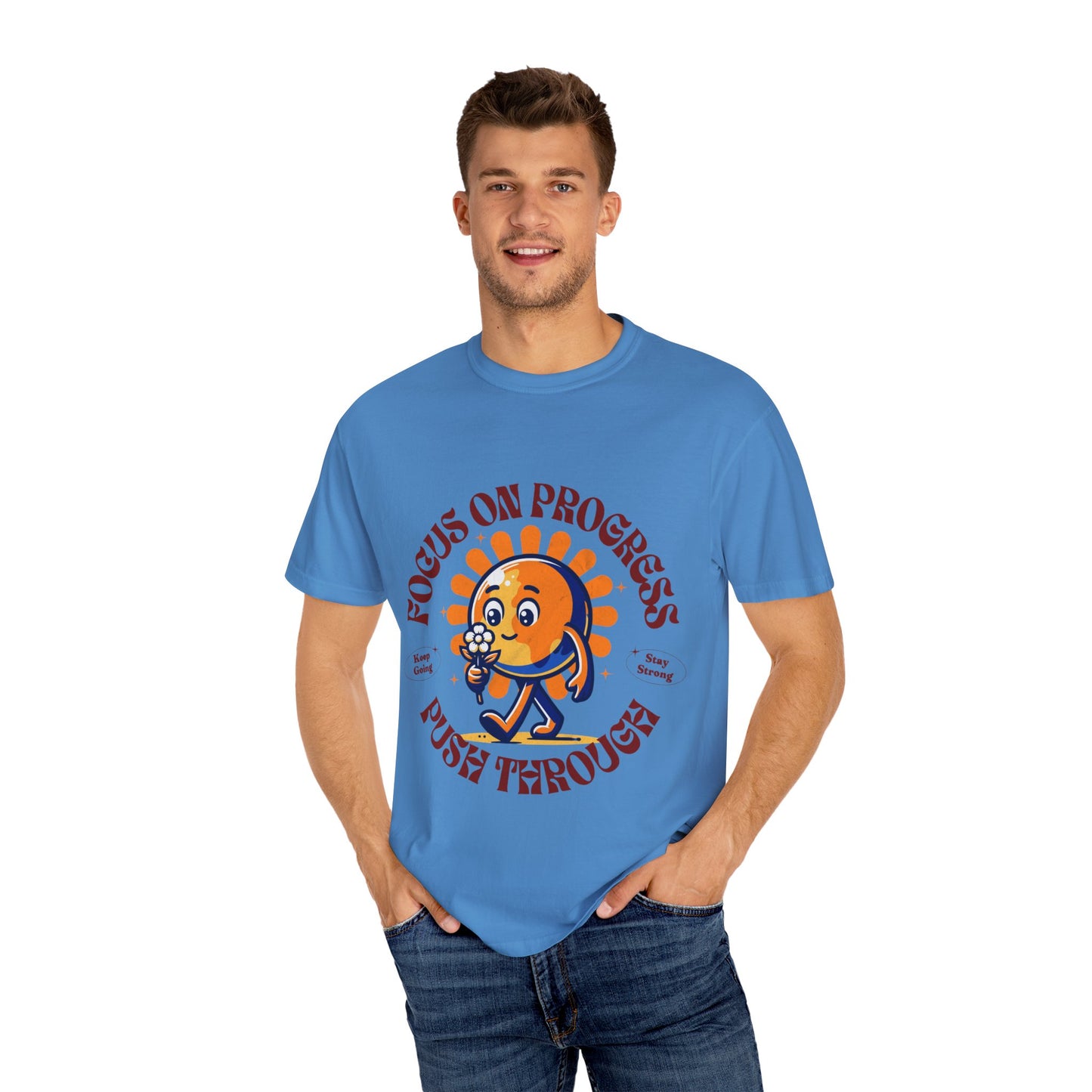 Motivational Unisex T-Shirt - "Focus on Progress, Push Through"