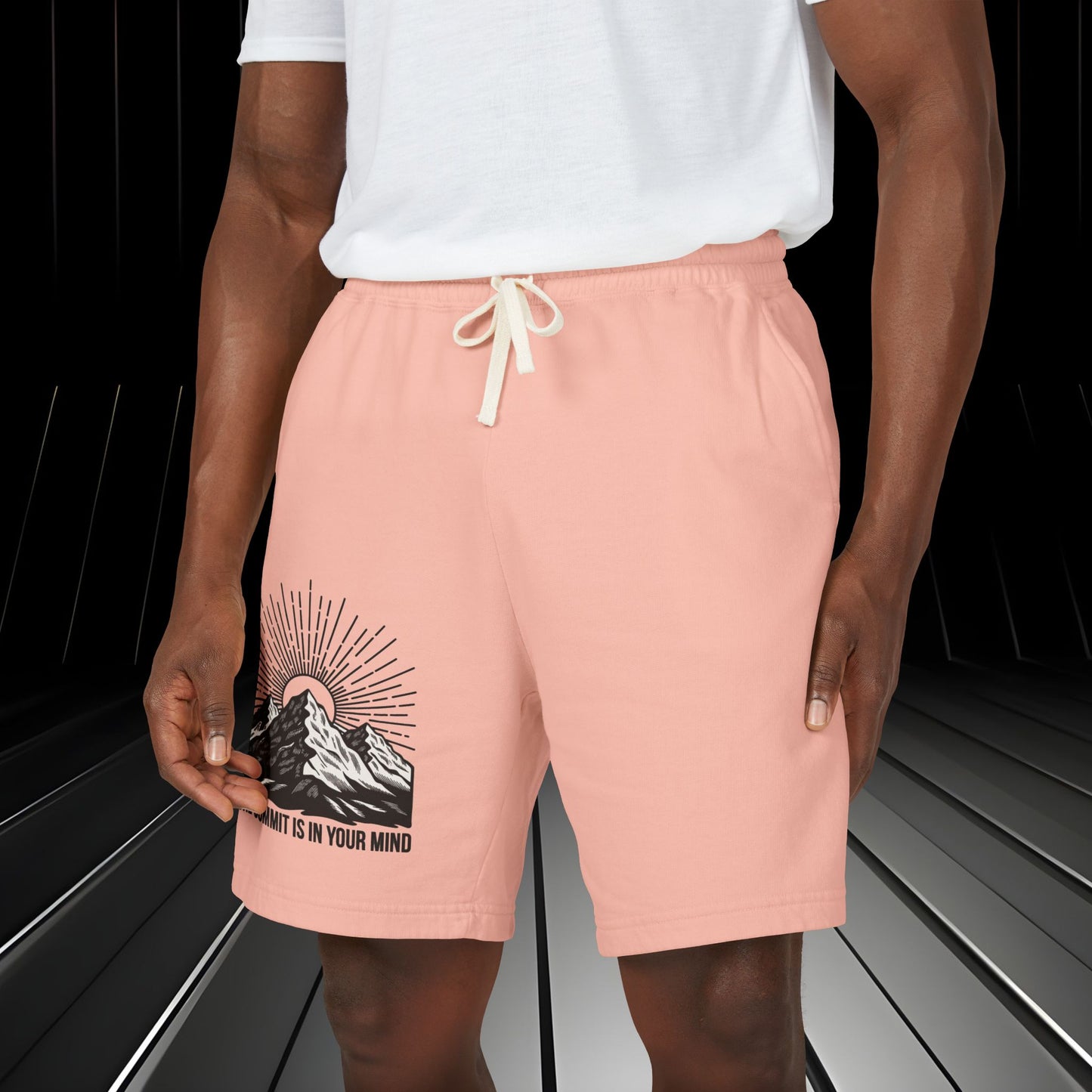 Mountain Sunrise Sweat Shorts — "The Summit Is In Your Mind"