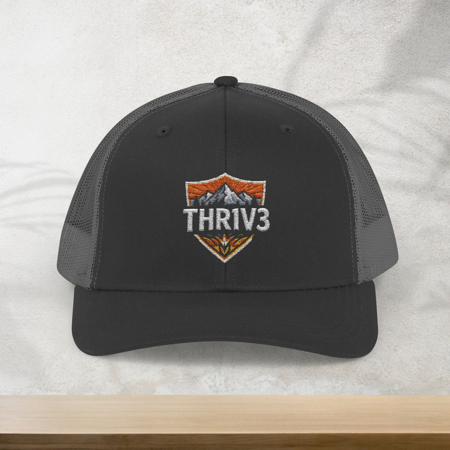 THR1V3 Outdoors – Mountain Trucker Hat - Custom Embroidered Cap