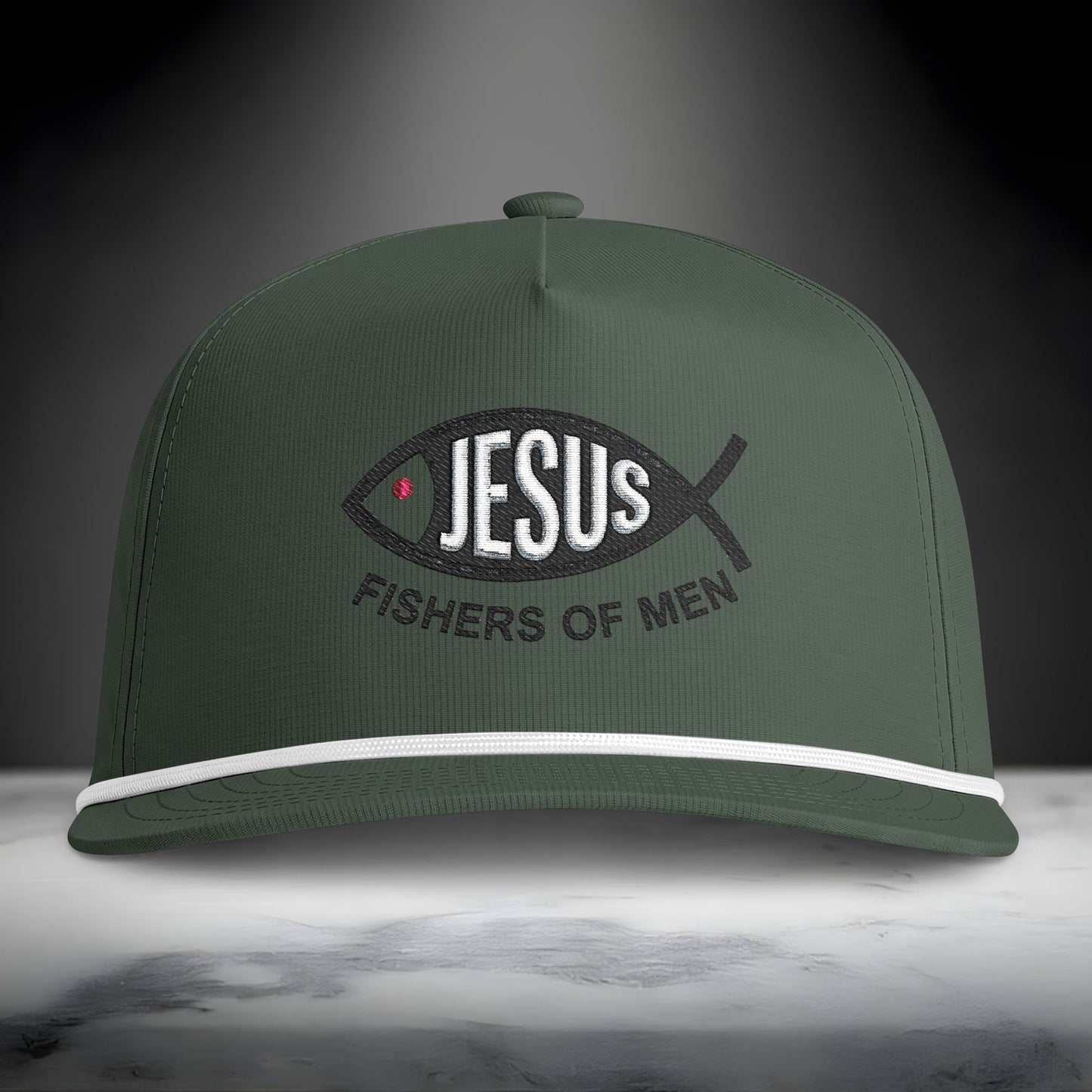 Jesus Fishers of Men Embroidered Performance Rope Cap | Premium Christian Snapback Hat