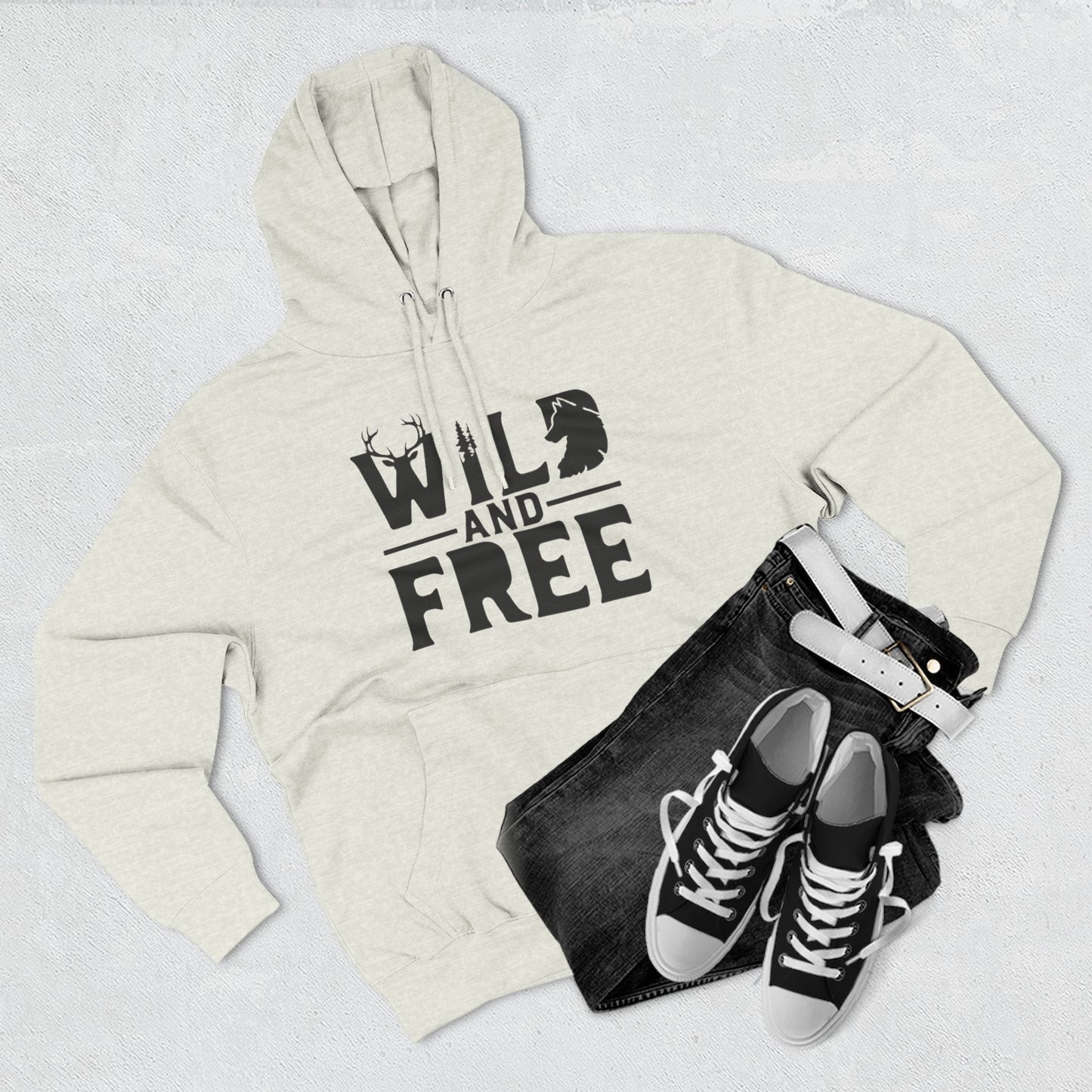 Wild & Free wolf tree antlers hoodie | Three-panel fleece