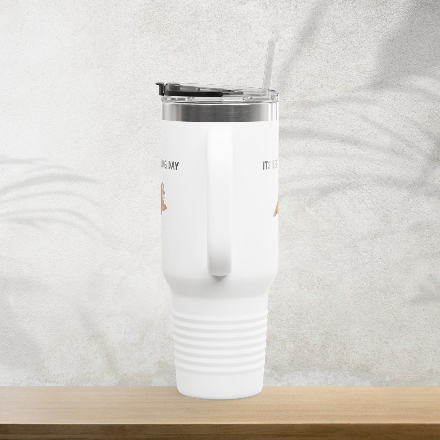 “It’s Been a Long Day” Tired Bulldog 40oz Travel Mug – Cute Funny Puppy Design for Coffee Lovers