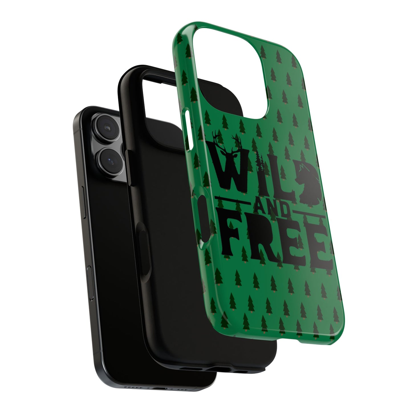 Wild and Free Bear Graphic Phone Case | Forest Pattern iPhone Case