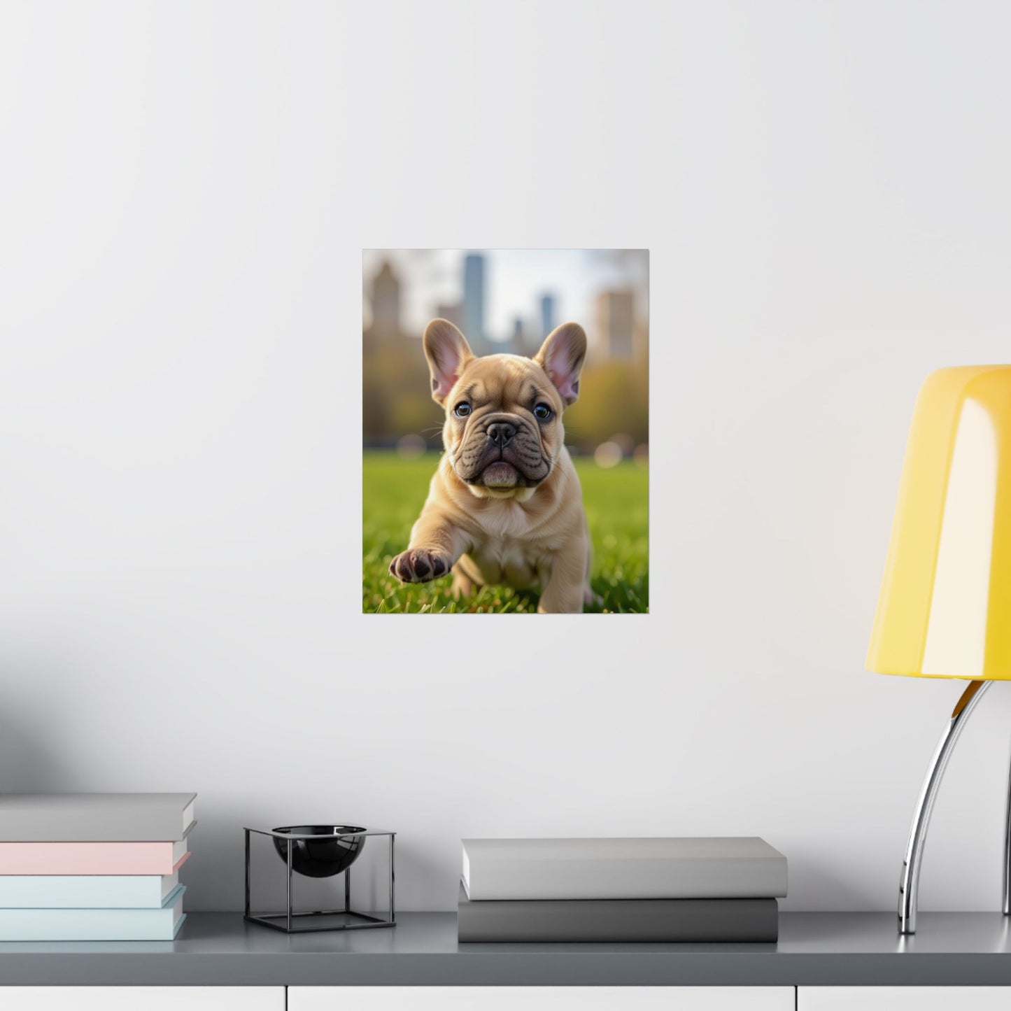 Vertical Poster - Cute Frenchie French Bulldog Running in the Park