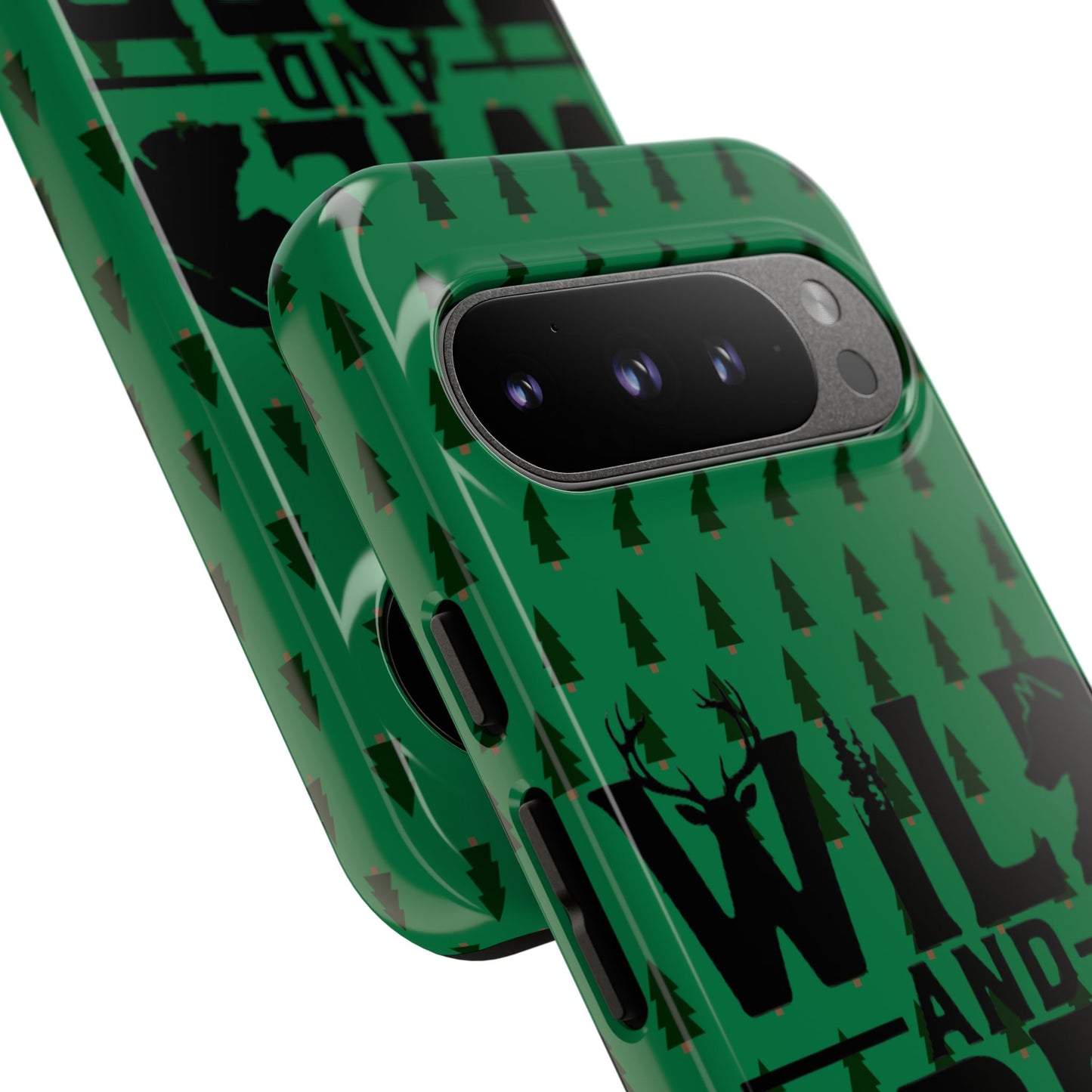Wild and Free Bear Graphic Phone Case | Forest Pattern iPhone Case