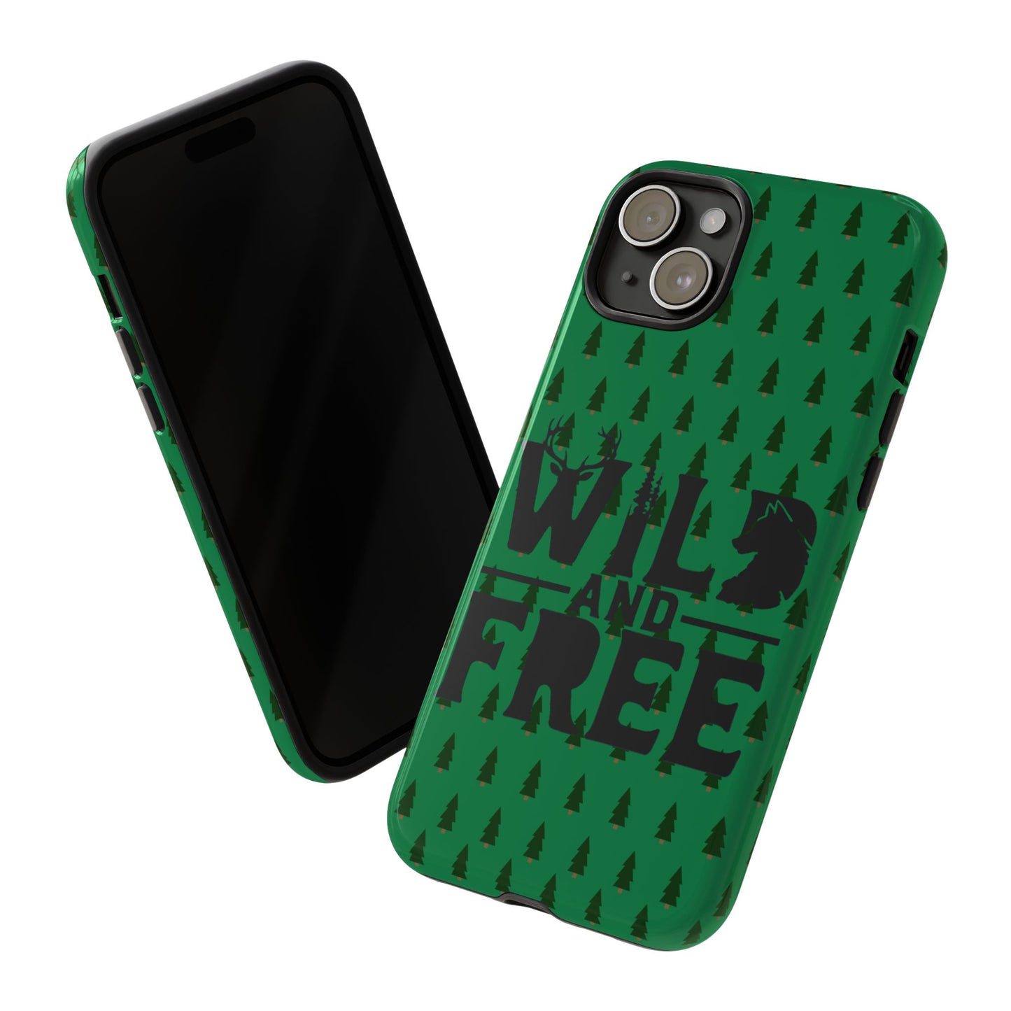 Wild and Free Bear Graphic Phone Case | Forest Pattern iPhone Case