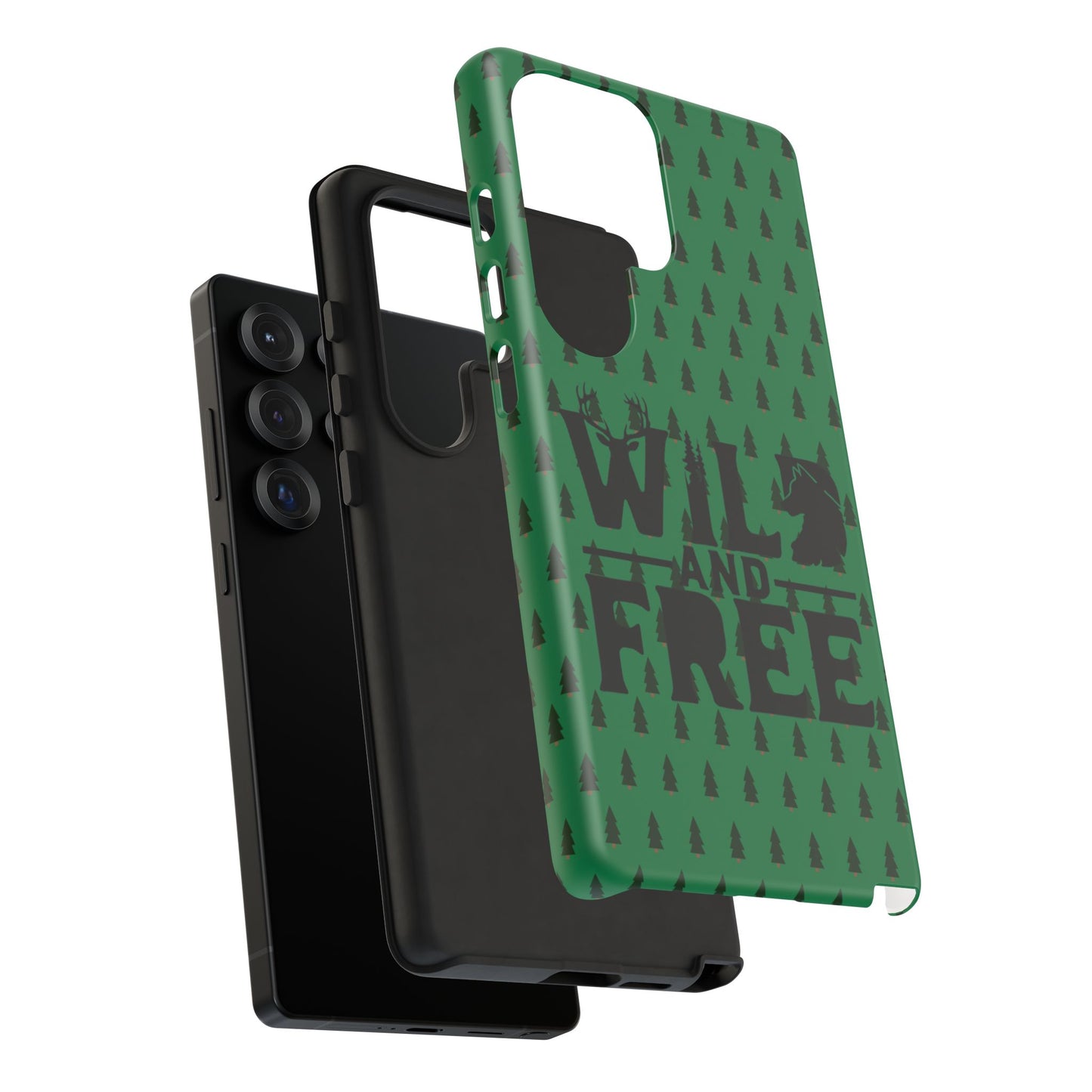 Wild and Free Bear Graphic Phone Case | Forest Pattern iPhone Case