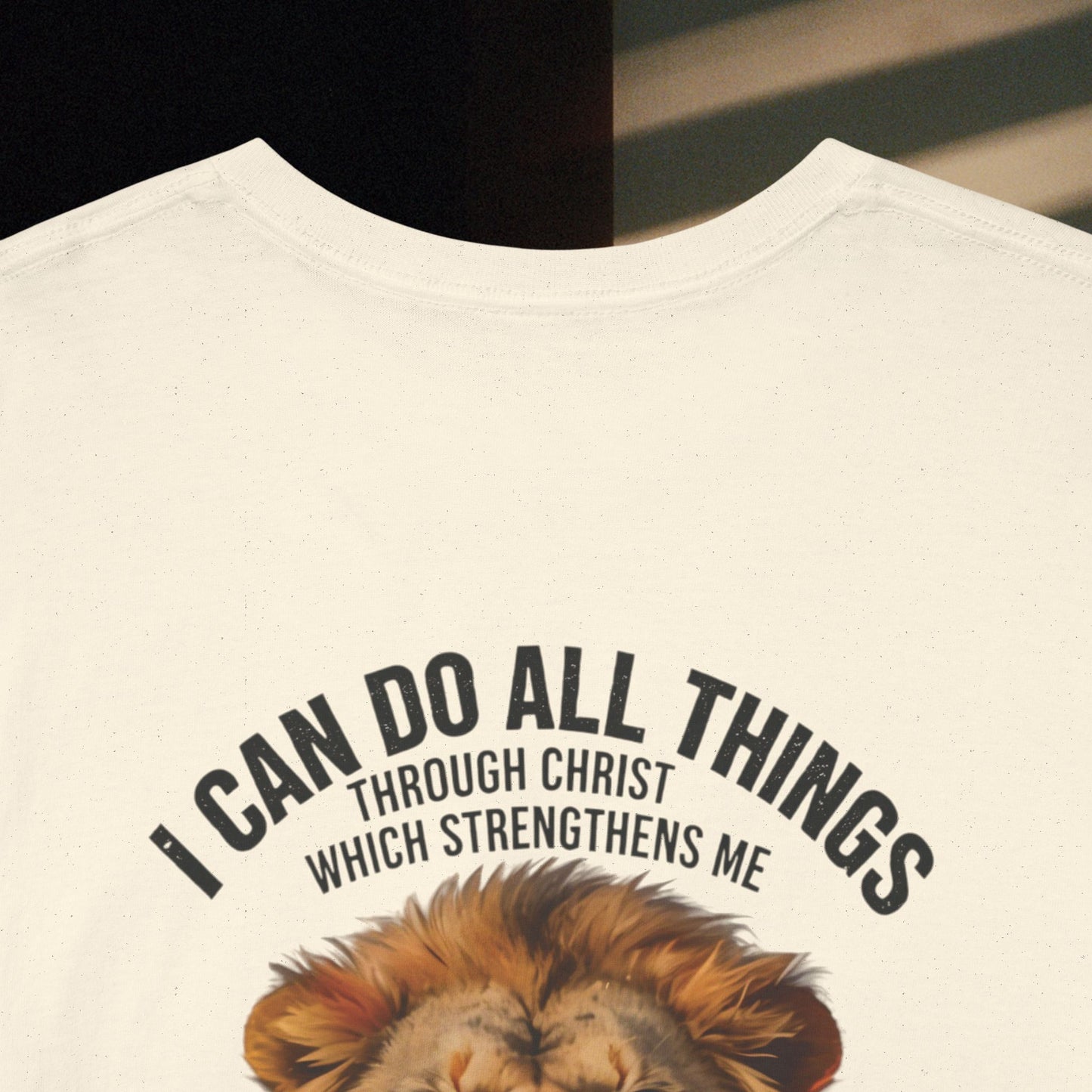 Christian Lion T‑Shirt – “I Can Do All Things” Inspirational Faith Tee