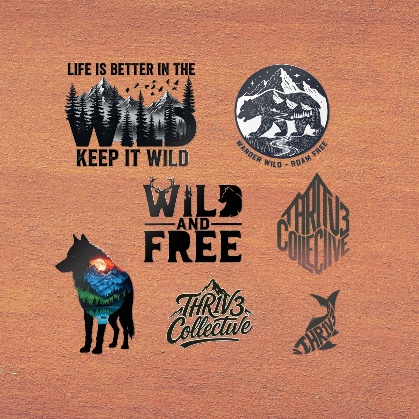 Wild & Free Die-Cut Sticker Pack — Outdoor Adventure Nature Designs (Keep It Wild)