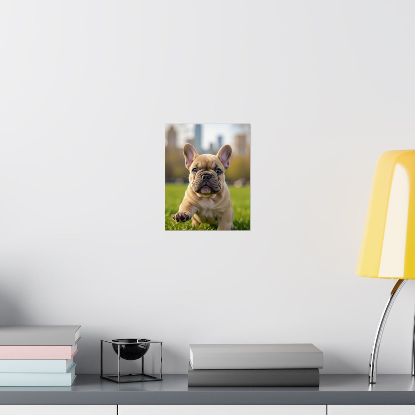 Vertical Poster - Cute Frenchie French Bulldog Running in the Park