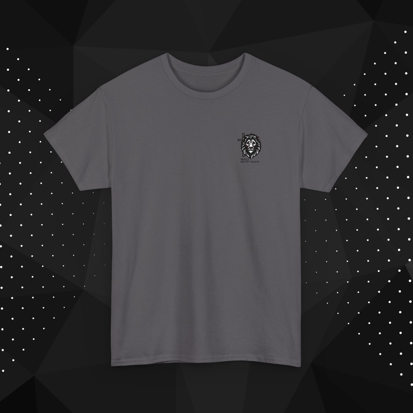 Lion Crest Graphic Tee — Small Chest Emblem, Minimalist Animal T-Shirt (Embroidery)