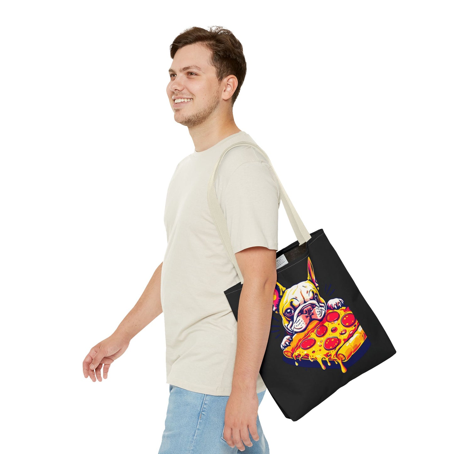 Funny French Bulldog Pizza Tote Bag - Perfect for Dog Lovers & Foodies