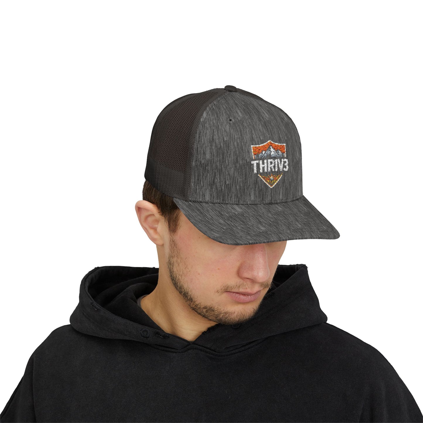 THR1V3 Outdoors – Mountain Trucker Hat - Custom Embroidered Cap