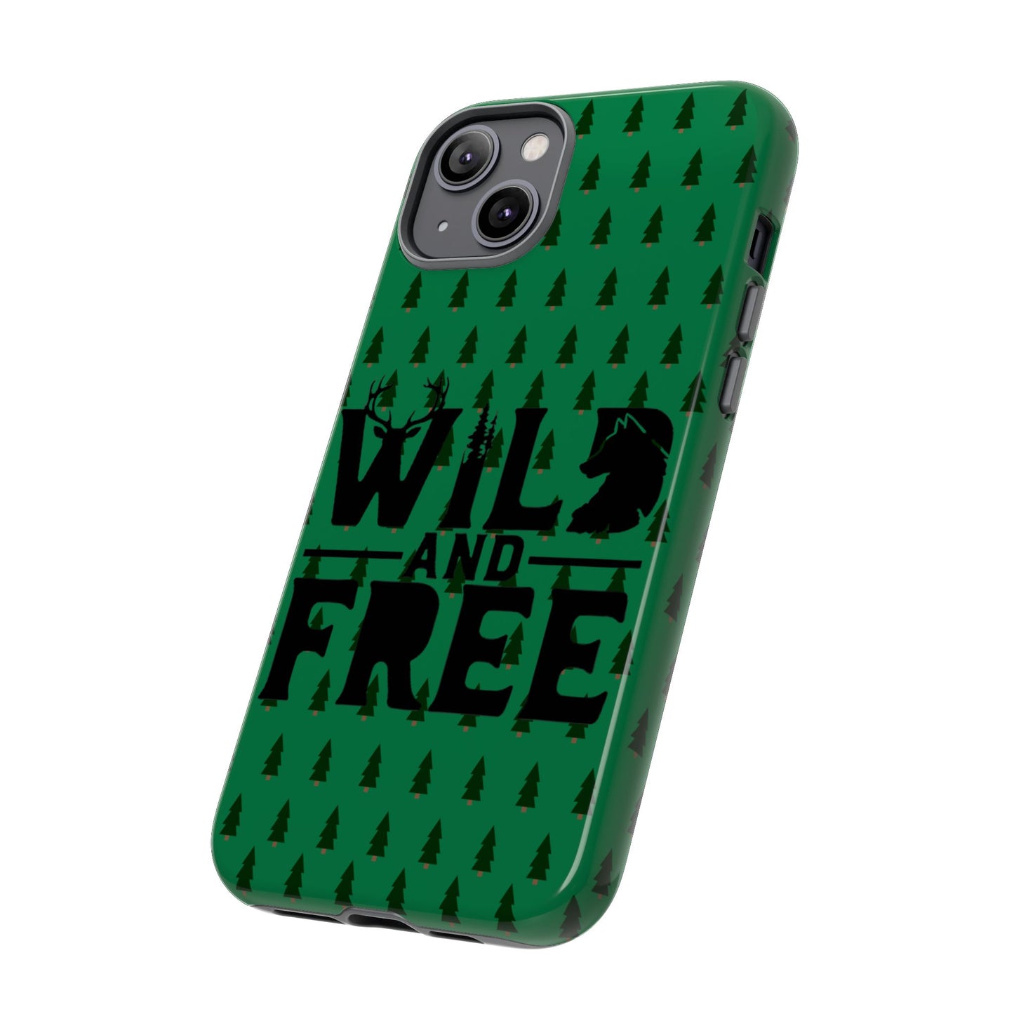 Wild and Free Bear Graphic Phone Case | Forest Pattern iPhone Case
