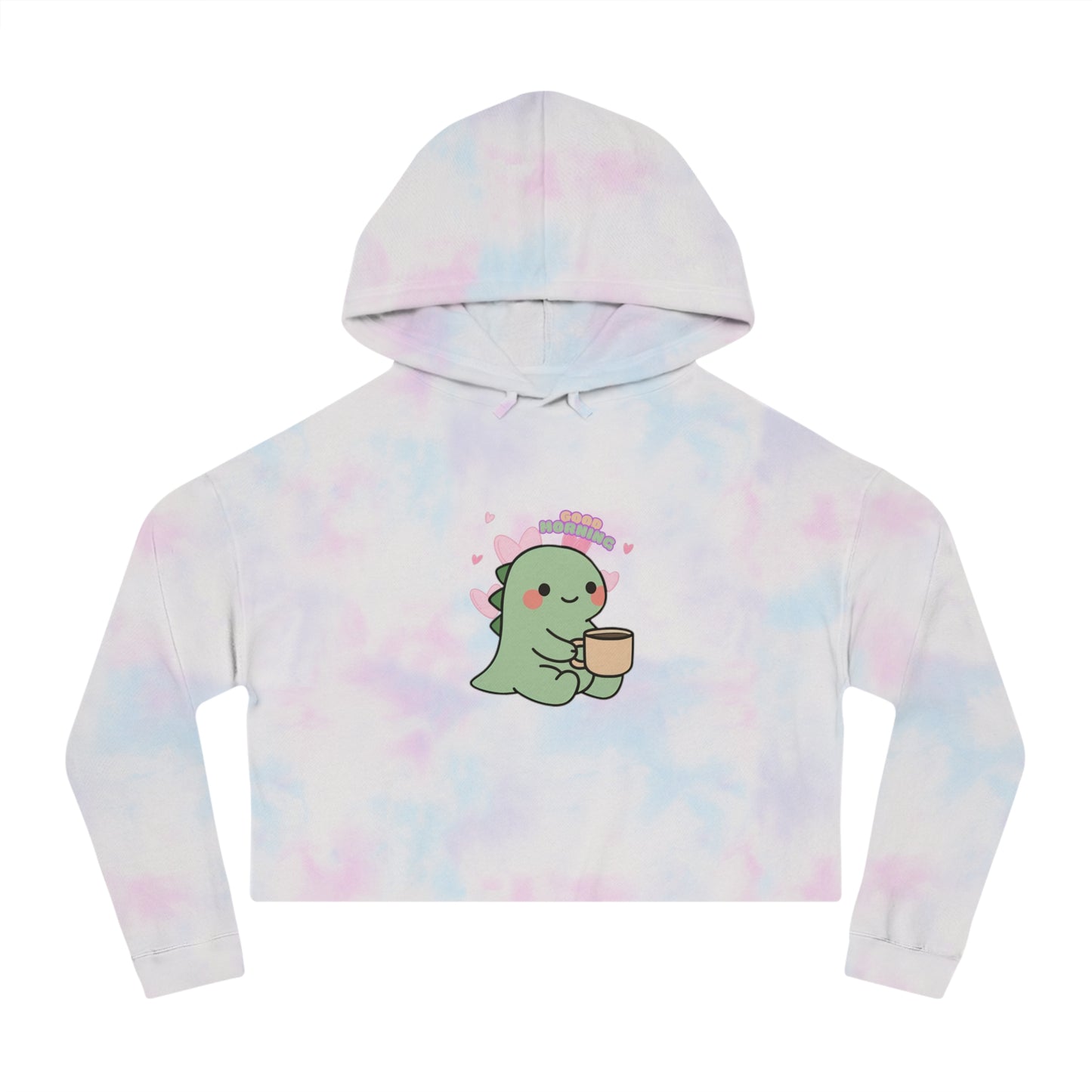 Trendy Dino Good Morning Cropped Hoodie