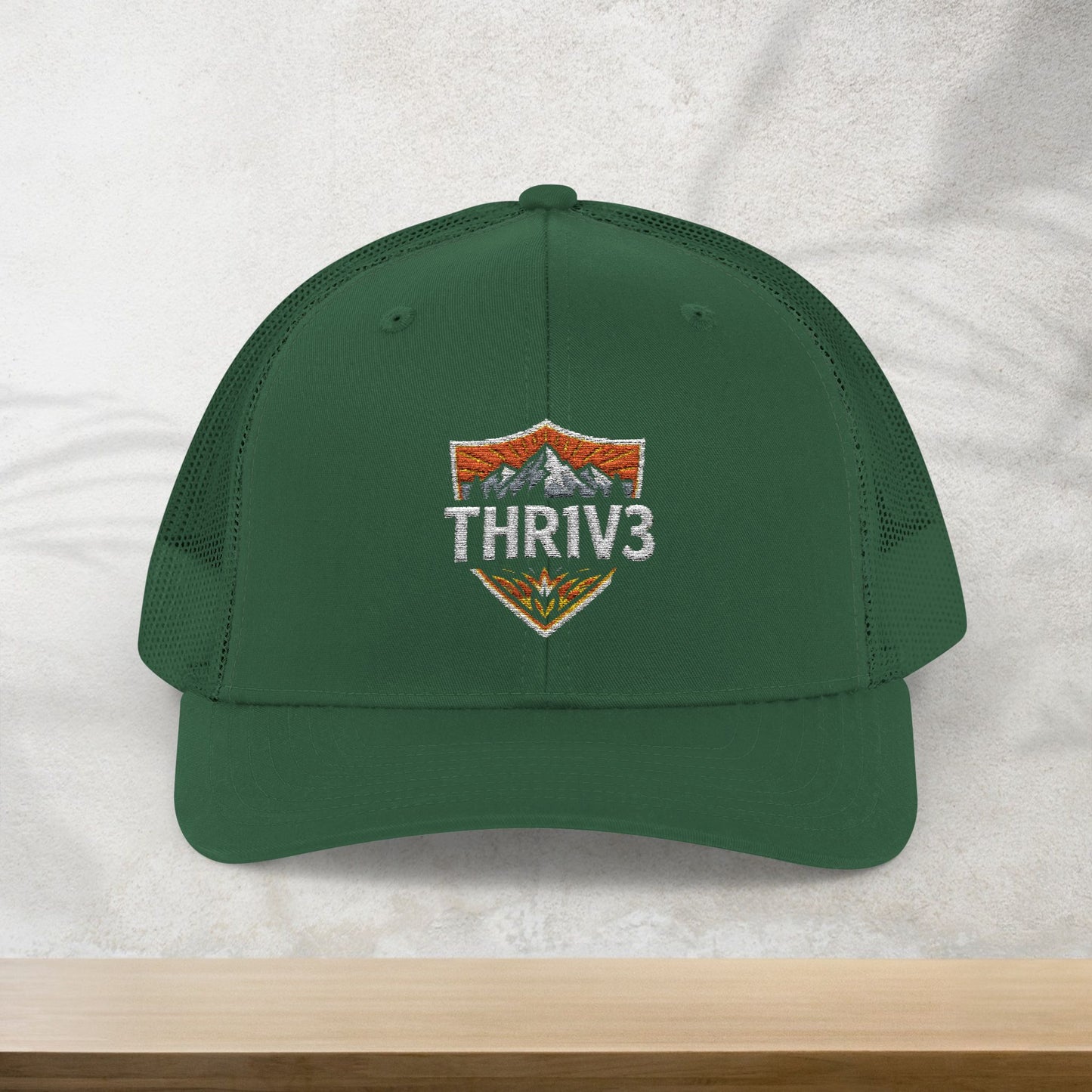 THR1V3 Outdoors – Mountain Trucker Hat - Custom Embroidered Cap