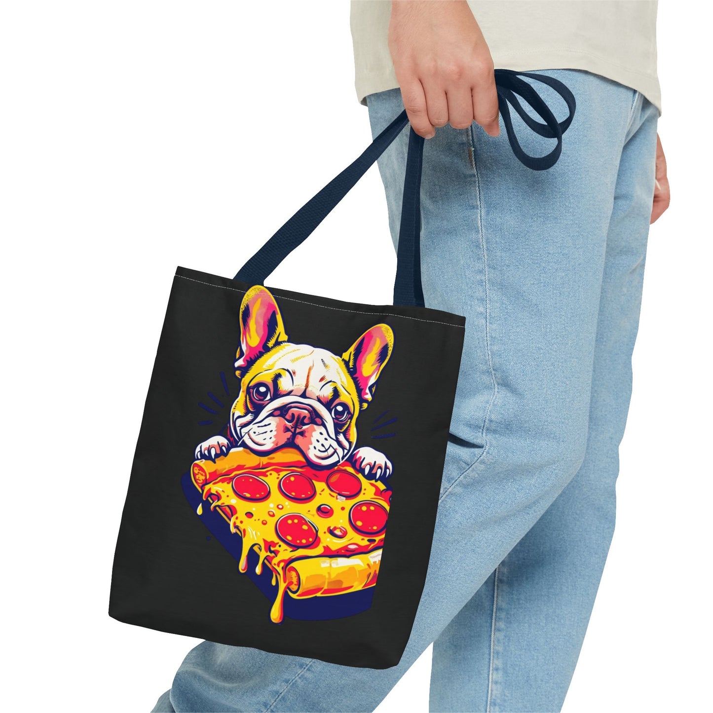 Funny French Bulldog Pizza Tote Bag - Perfect for Dog Lovers & Foodies