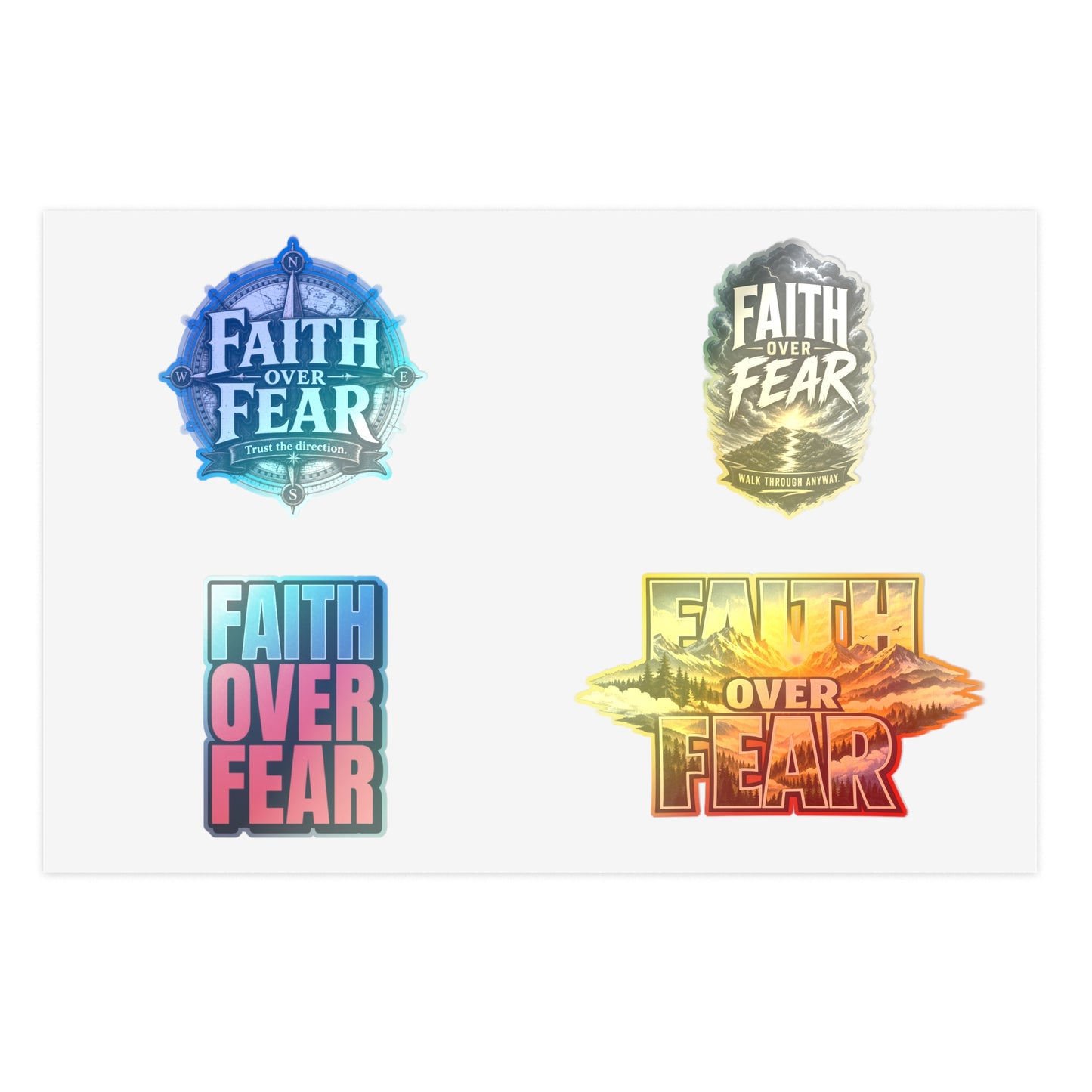 Faith Over Fear Sticker Sheet — Inspirational Christian Stickers for Journals, Water Bottles & Gifts