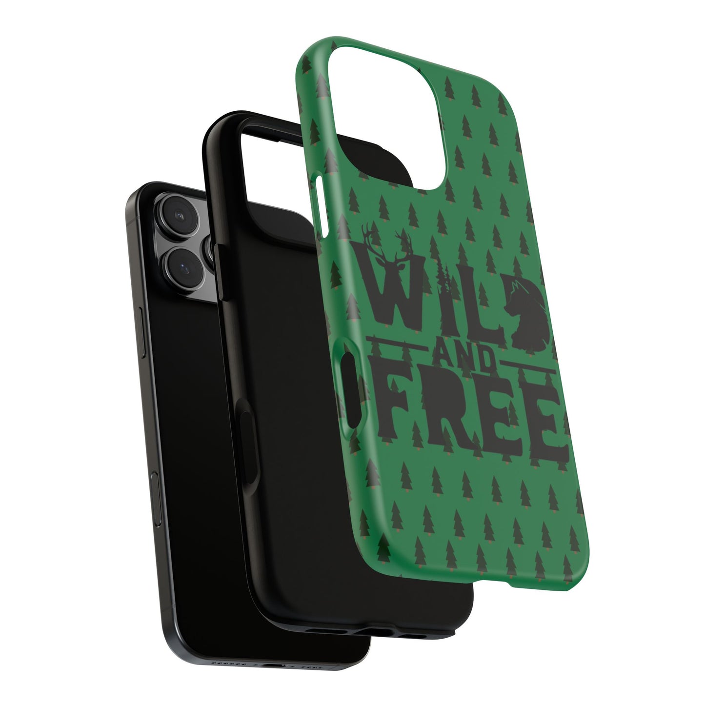 Wild and Free Bear Graphic Phone Case | Forest Pattern iPhone Case