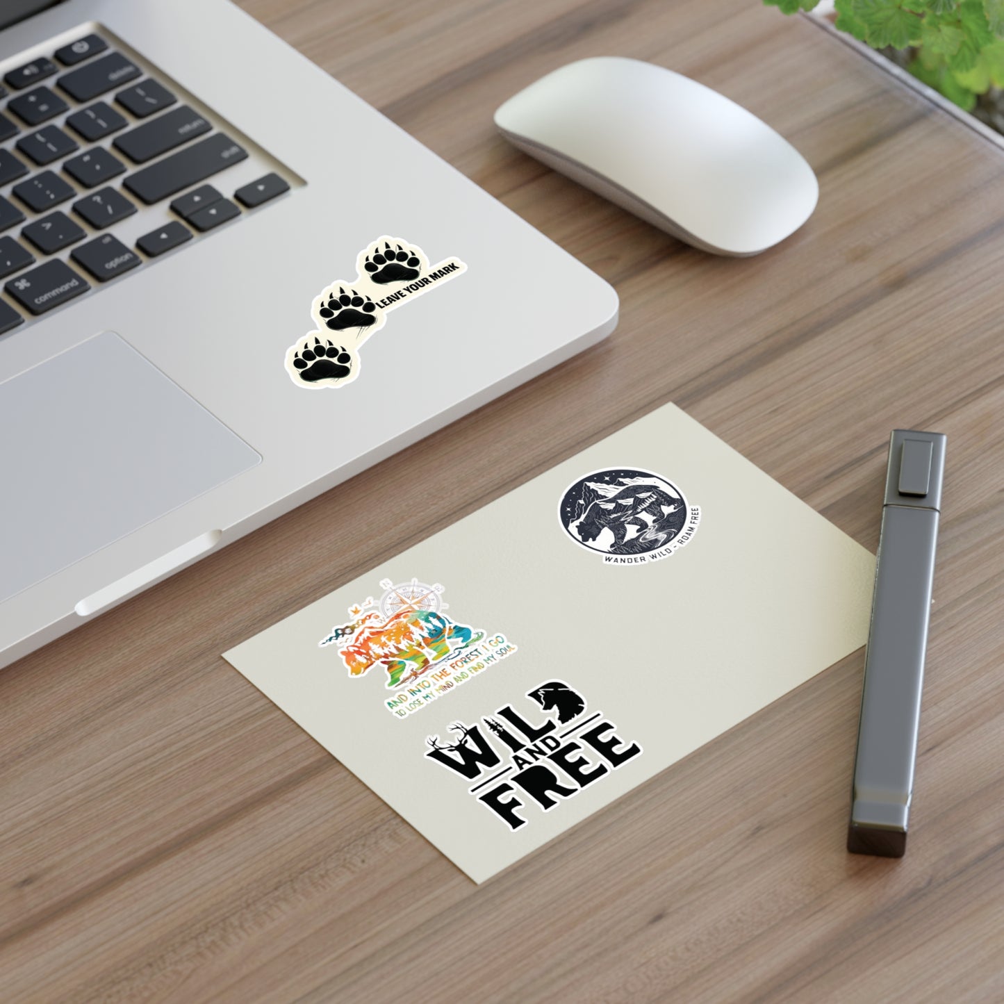 Adventure Nature Sticker Sheet — Wild and Free Mountain & Bear Decals
