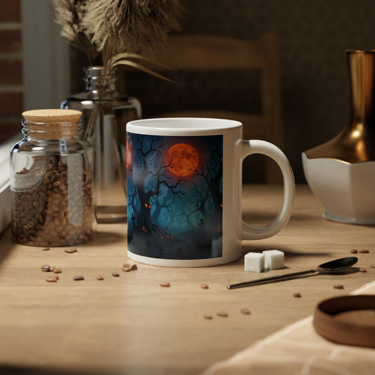 Mug - Spooky Halloween Night Moon and Bats Design, 20oz
