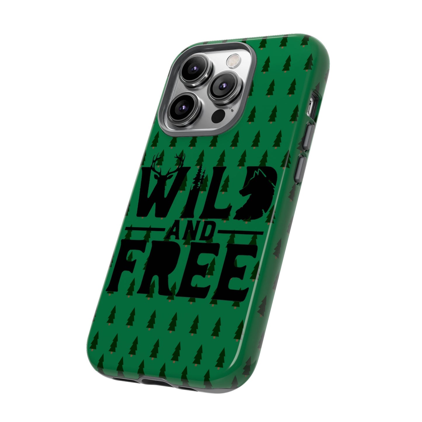 Wild and Free Bear Graphic Phone Case | Forest Pattern iPhone Case
