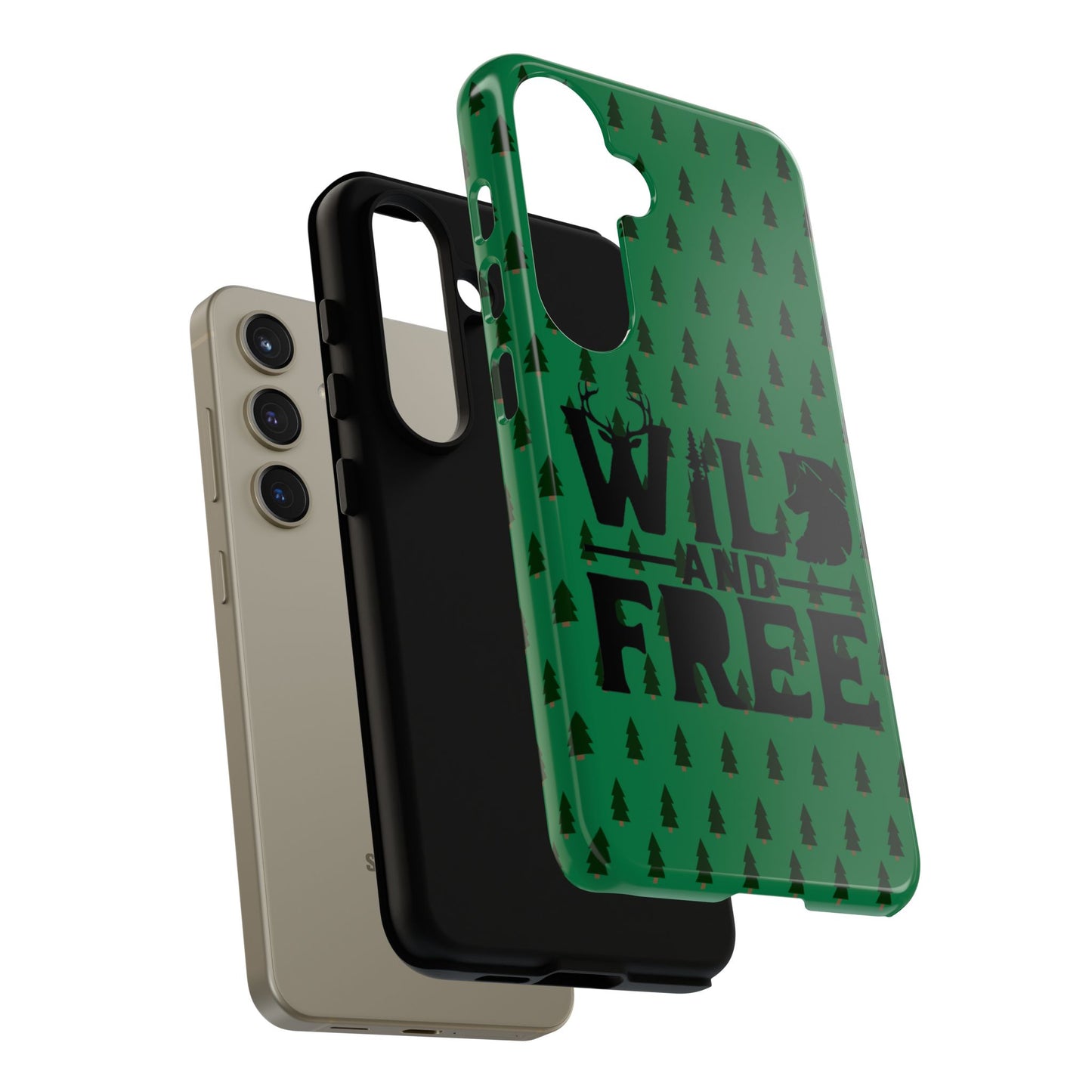 Wild and Free Bear Graphic Phone Case | Forest Pattern iPhone Case