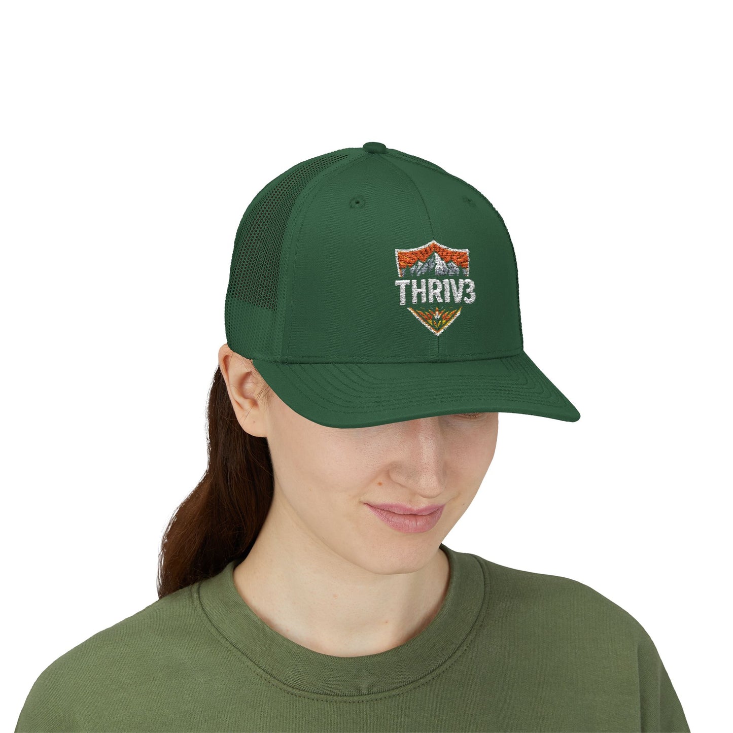 THR1V3 Outdoors – Mountain Trucker Hat - Custom Embroidered Cap
