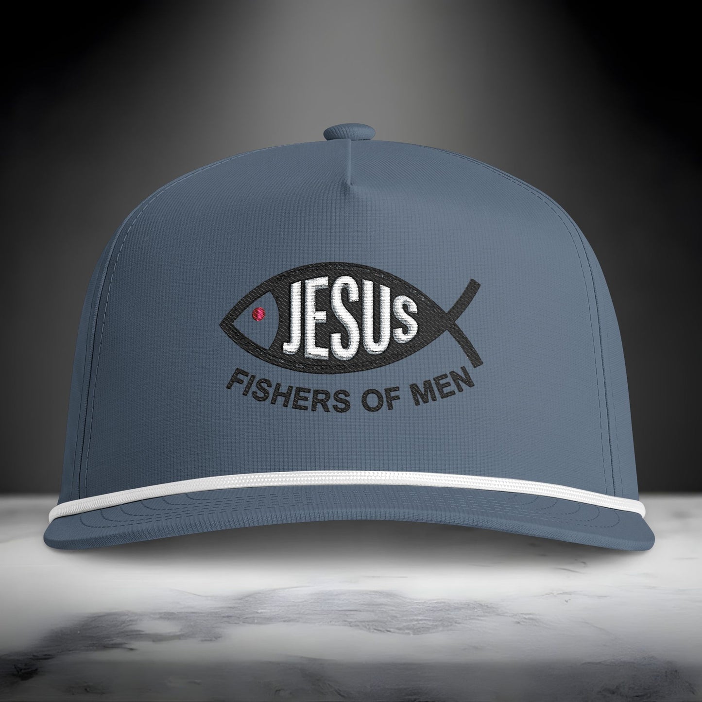 Jesus Fishers of Men Embroidered Performance Rope Cap | Premium Christian Snapback Hat