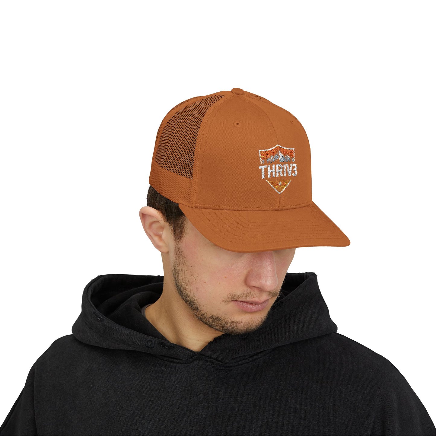 THR1V3 Outdoors – Mountain Trucker Hat - Custom Embroidered Cap