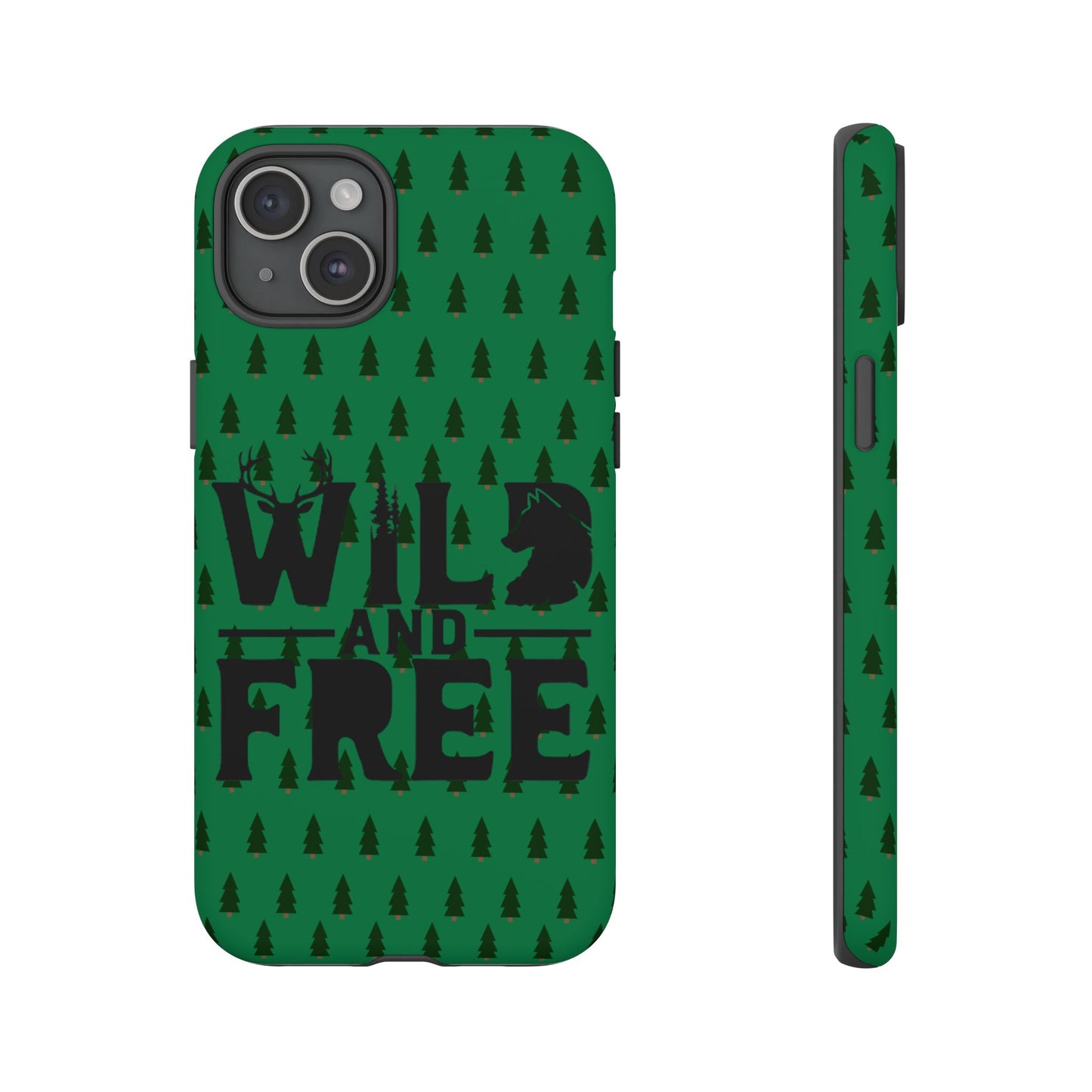 Wild and Free Bear Graphic Phone Case | Forest Pattern iPhone Case