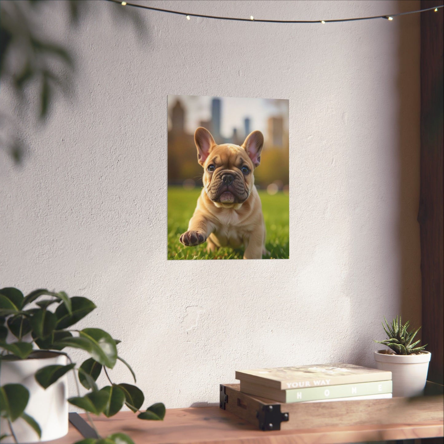 Vertical Poster - Cute Frenchie French Bulldog Running in the Park
