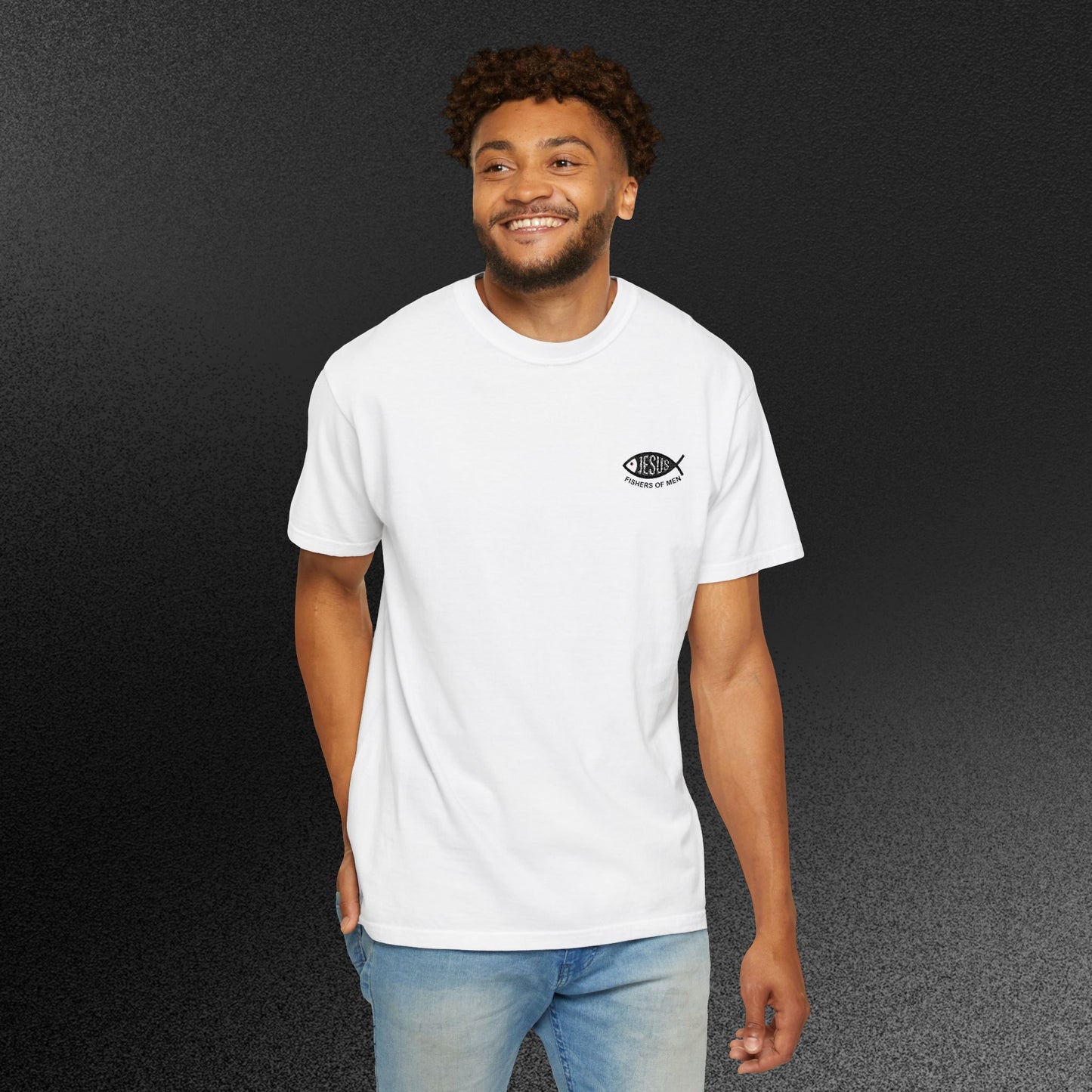 Embroidered Ichthys Jesus Fish T-Shirt with Fishers of Men | Christian Faith Symbol Unisex Tee